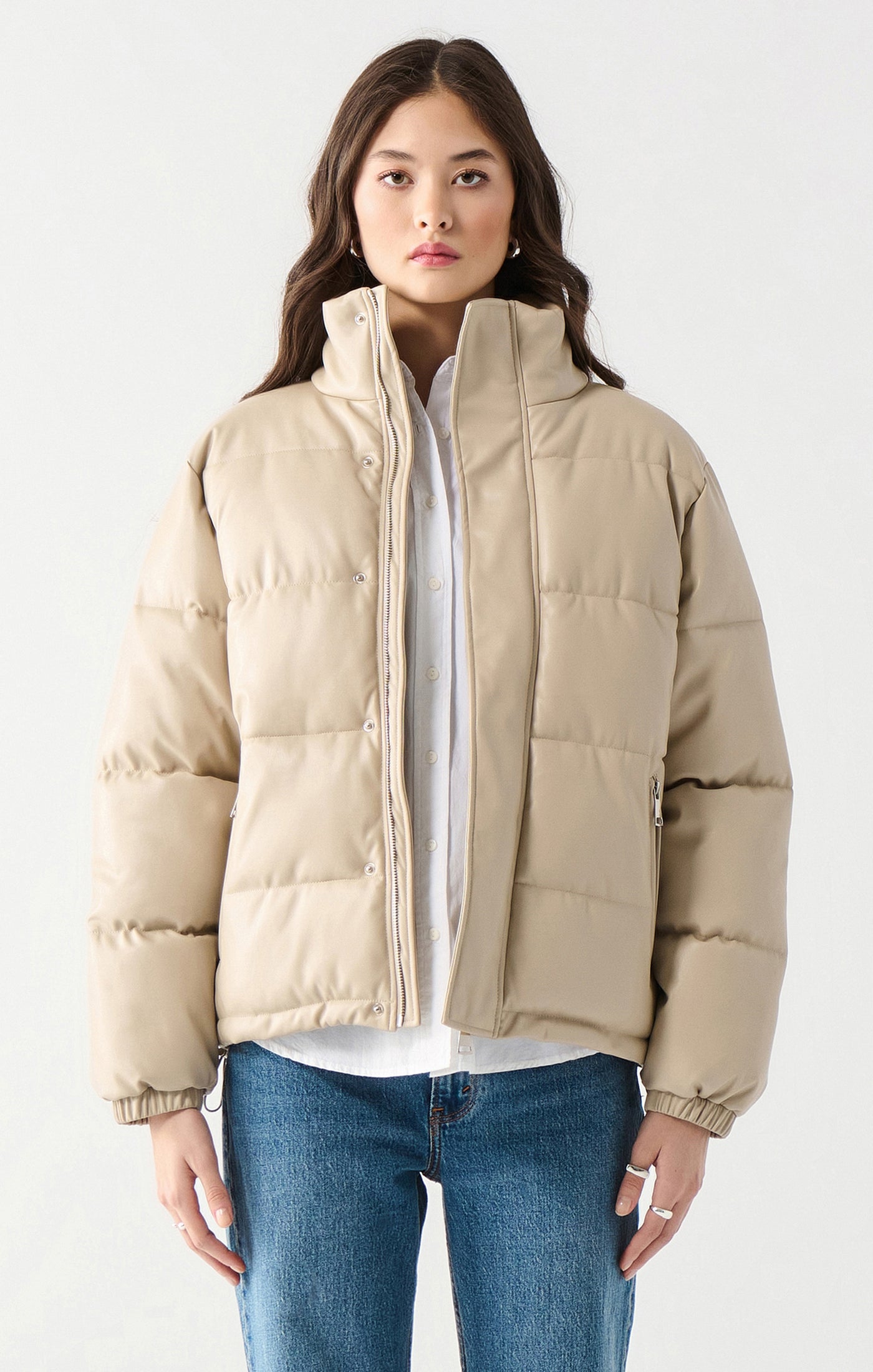 Beige puffer jacket women's best sale