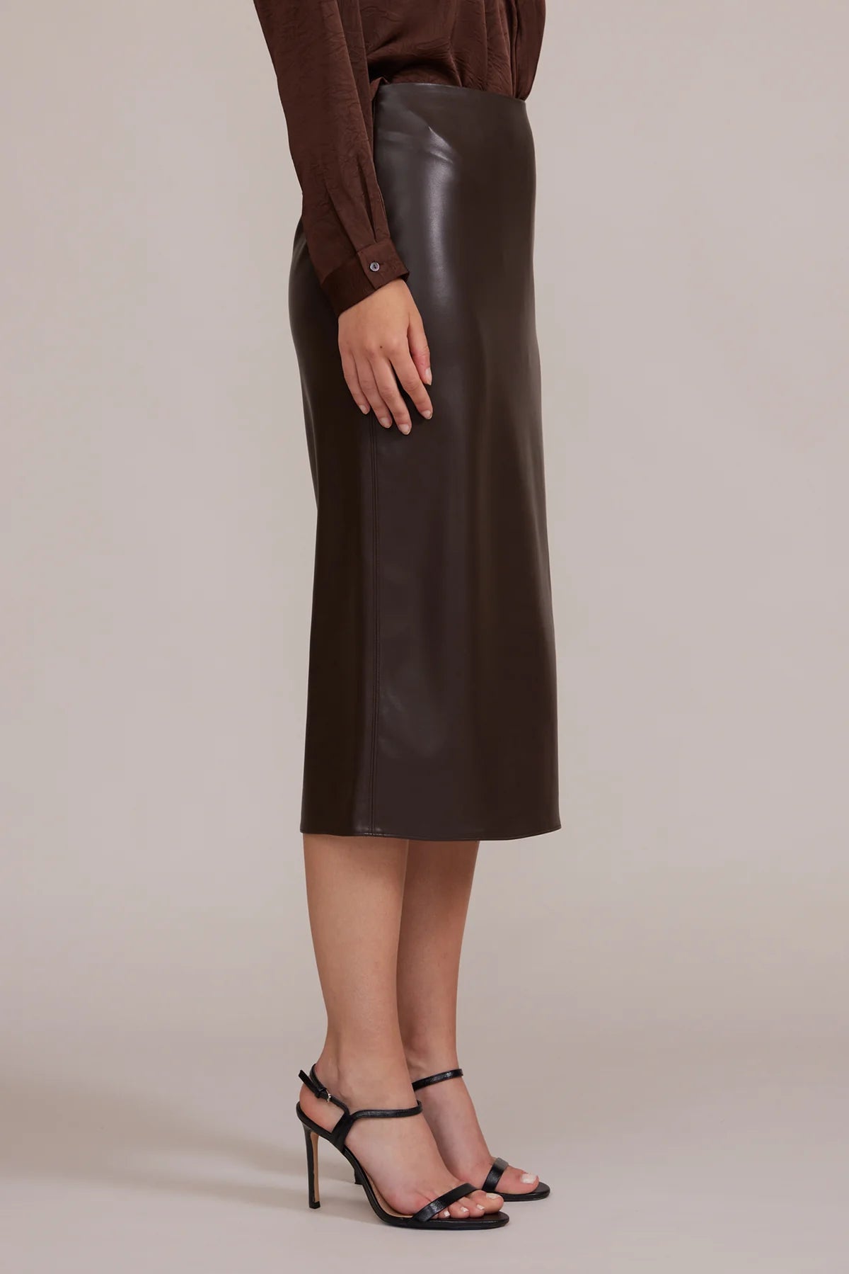 Ello Faux Leather Midi Skirt