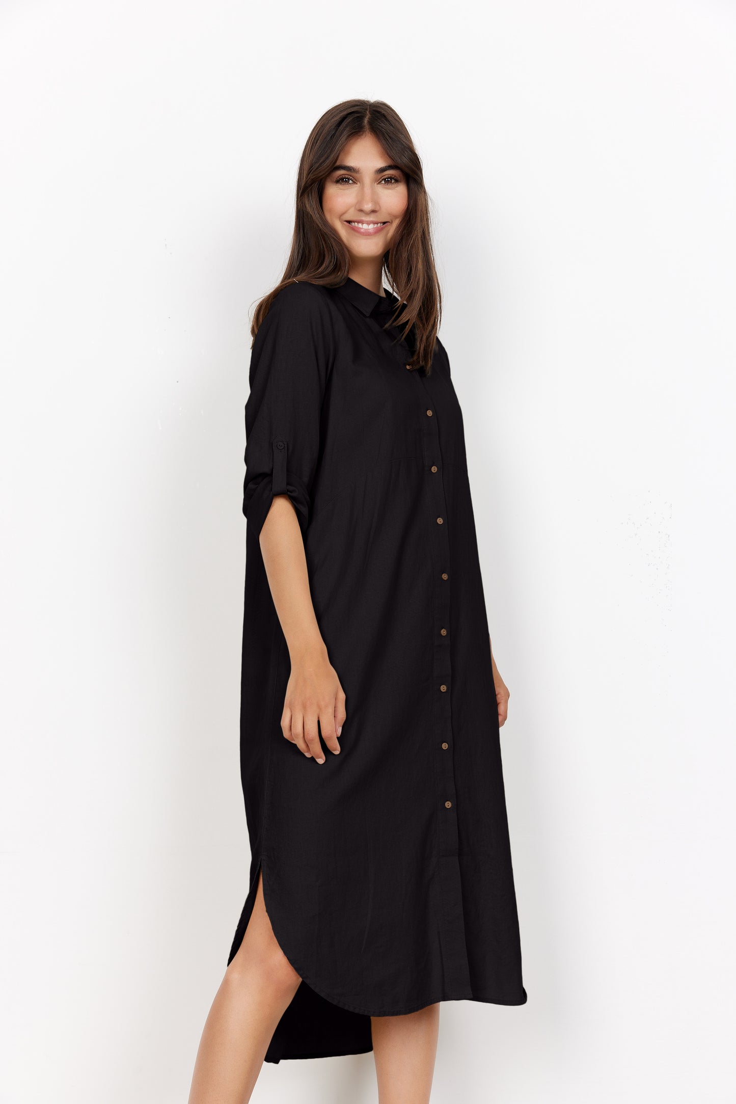 Ina Linen Blend Midi Shirt Dress