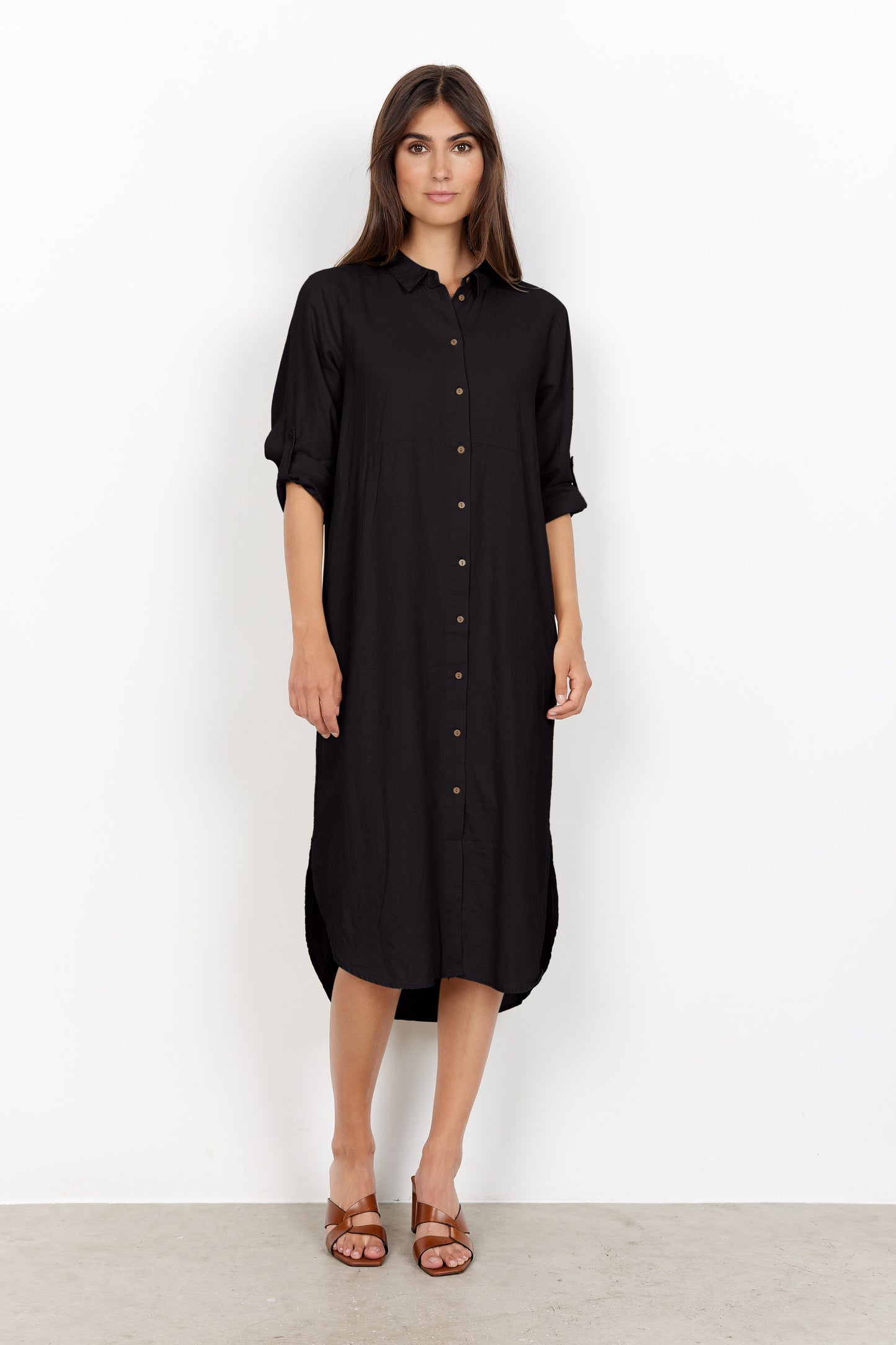 Ina Linen Blend Midi Shirt Dress