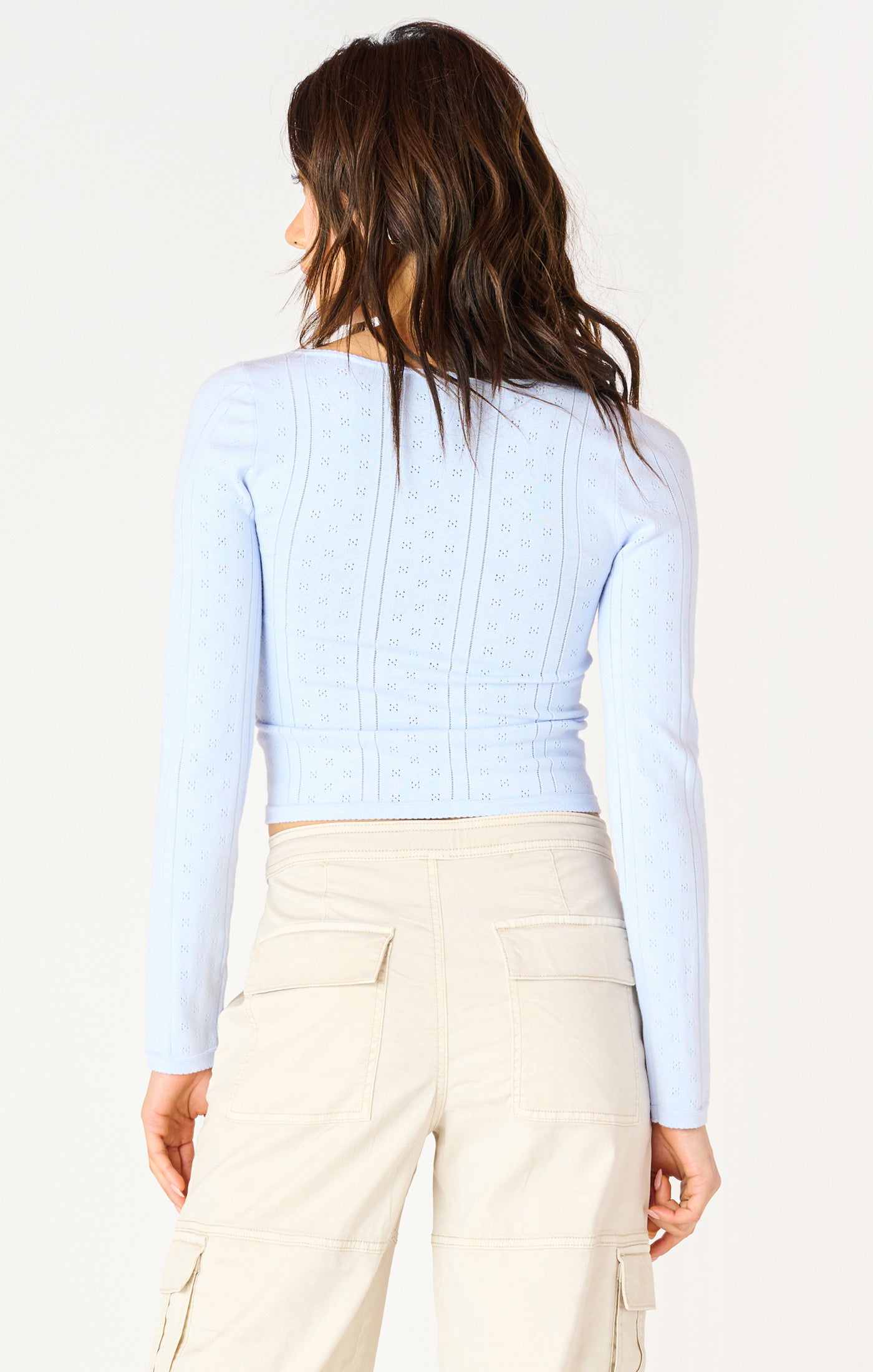 Long Sleeve Scoopneck Pointelle Sweater