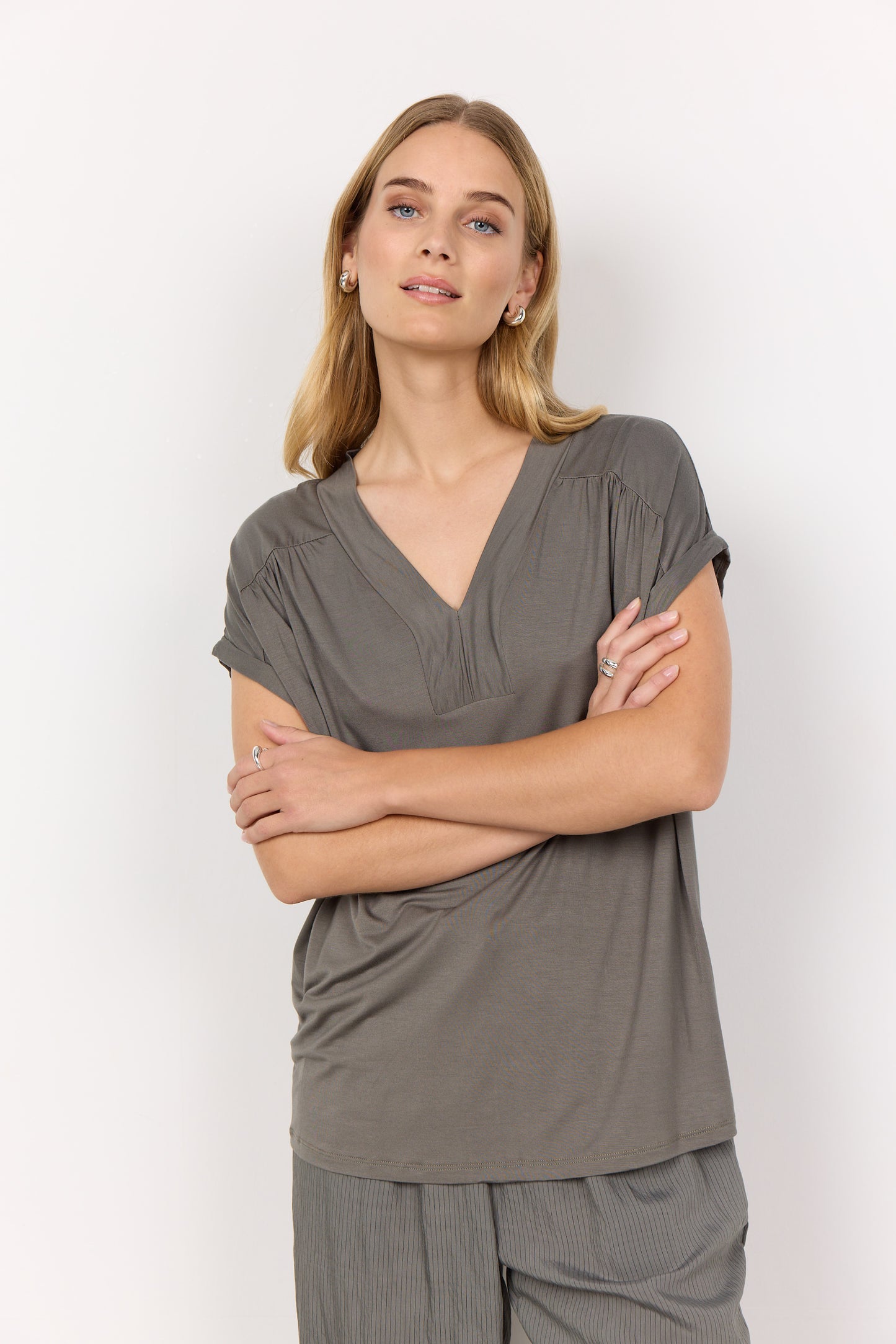 Marica V-Neck Rolled Sleeve Shirt