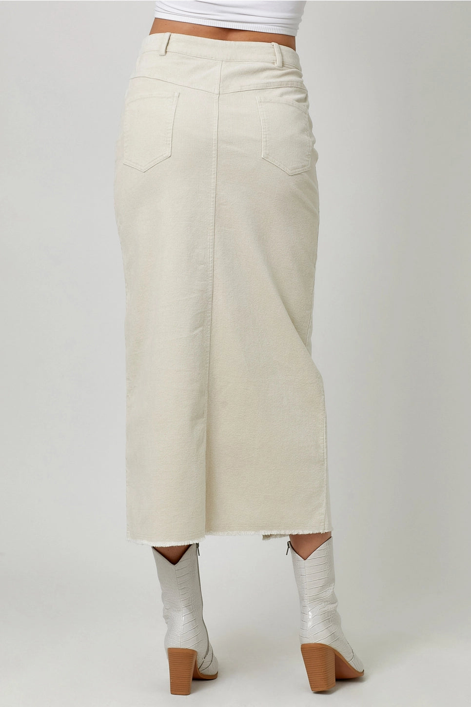 Washed Front Slit Corduroy Skirt