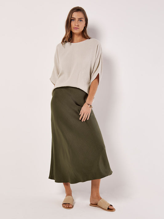 Apricot Satin Bias Maxi Skirt