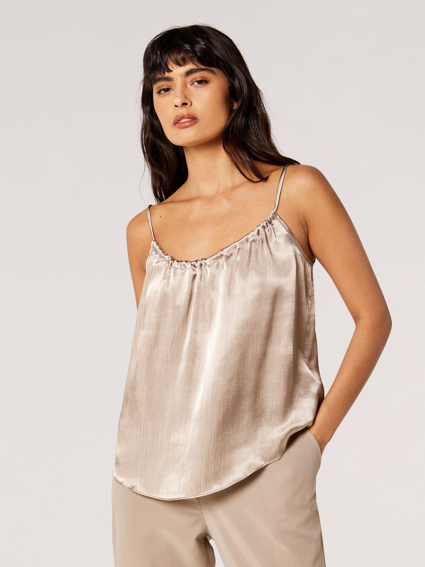 Apricot Textured Satin Camisole Top