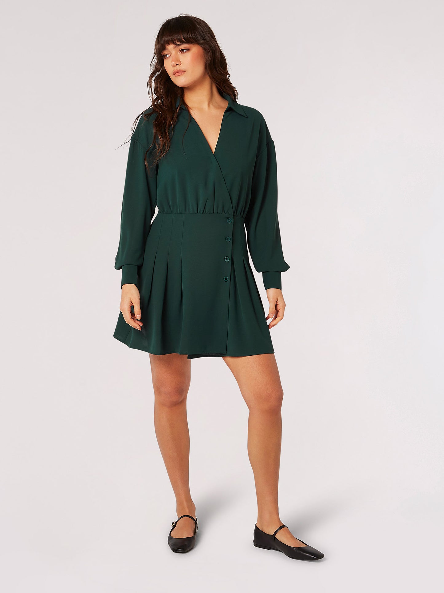 Apricot Collared Shirt Mini Dress