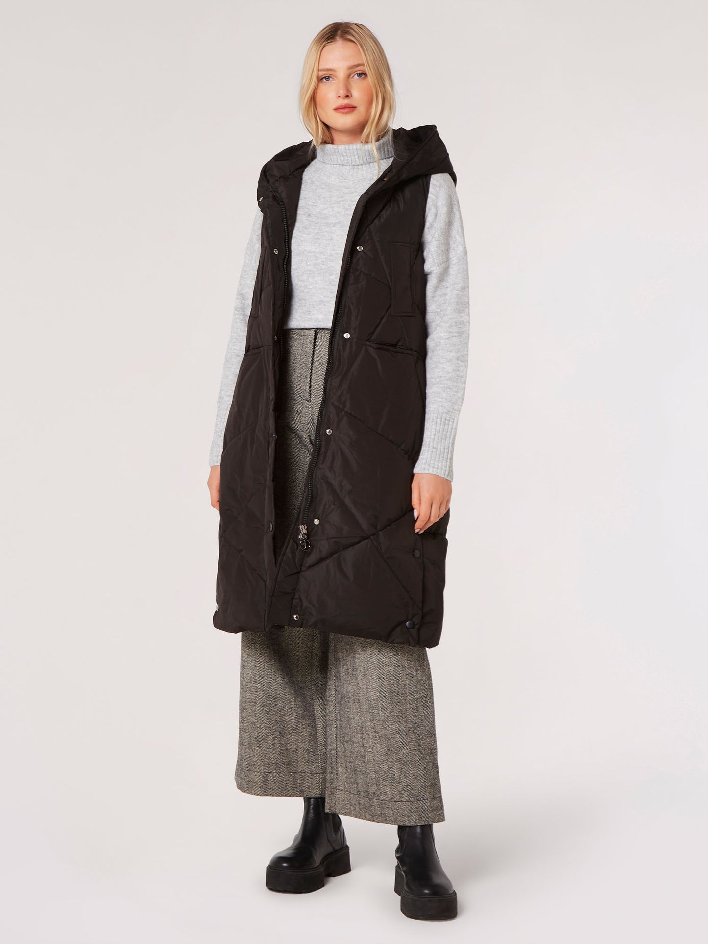 Longline Hooded Puffer Vest