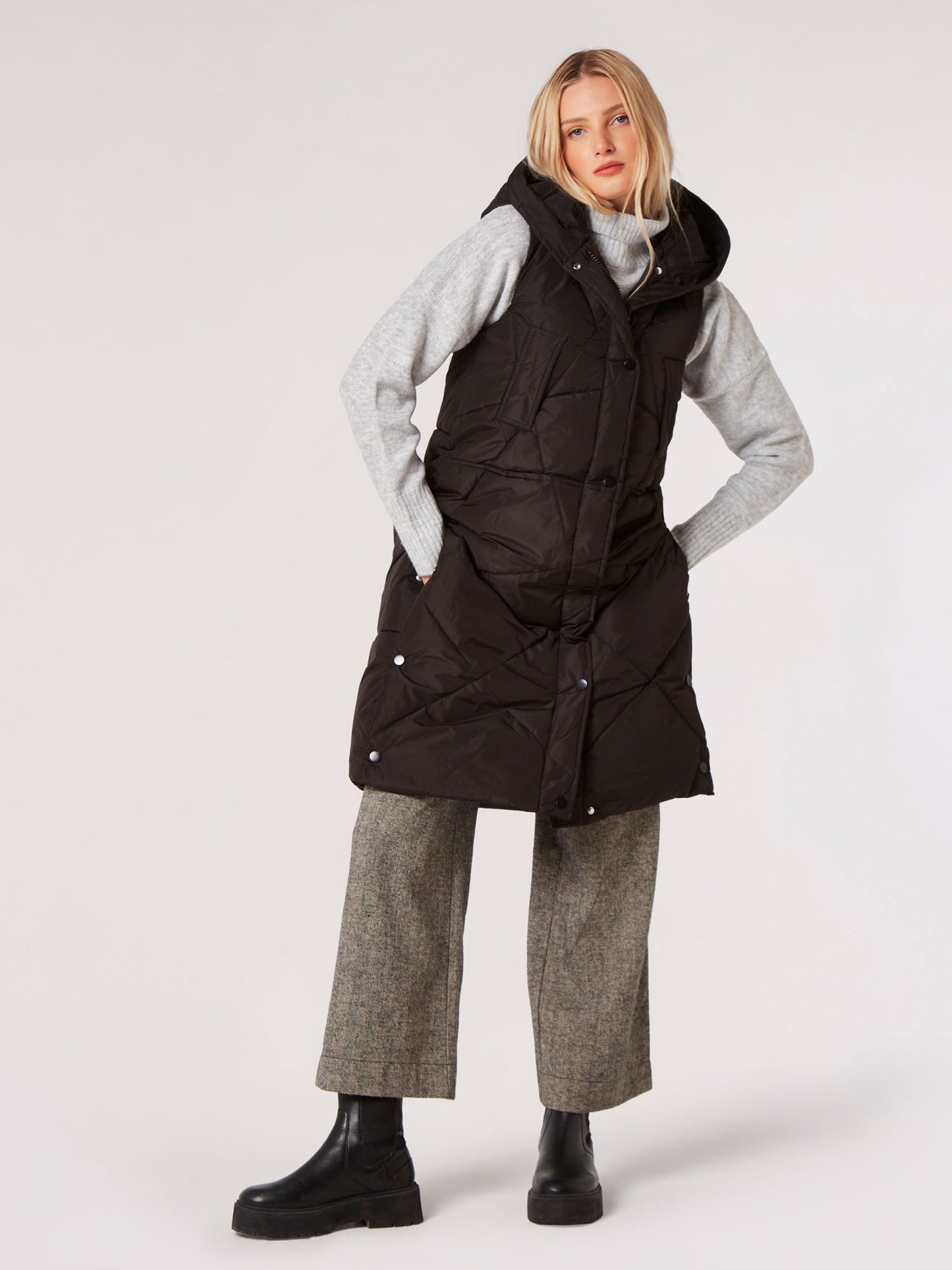 Longline Hooded Puffer Vest