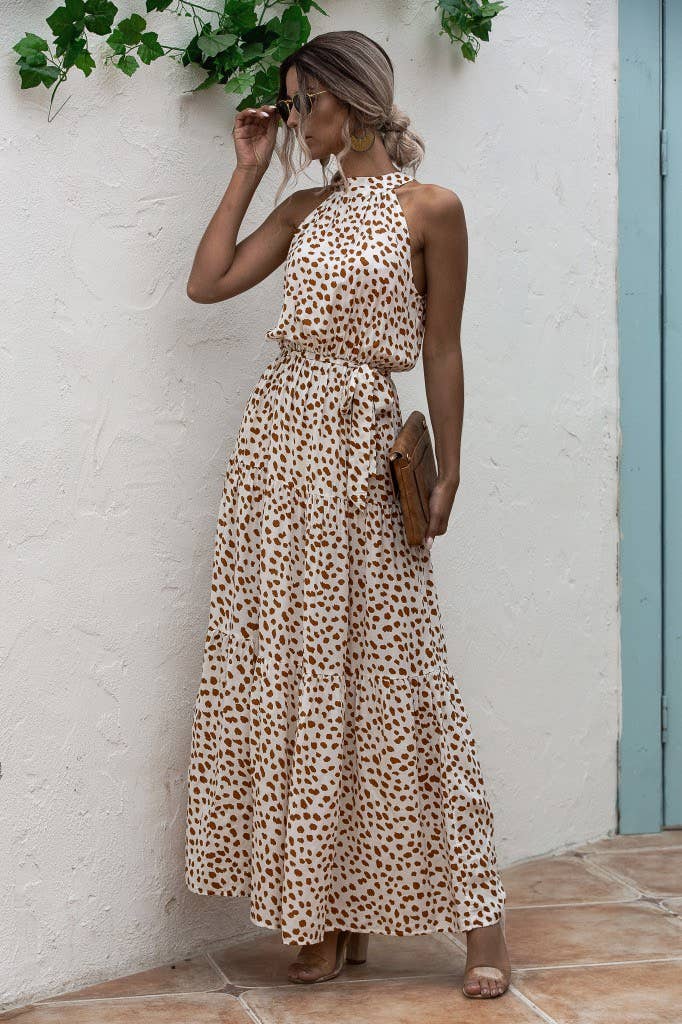 Printed Halter Maxi Dress