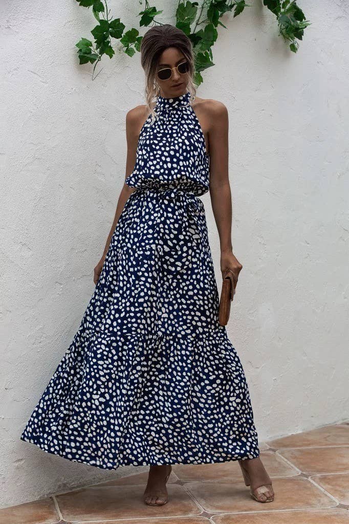 Printed Halter Maxi Dress