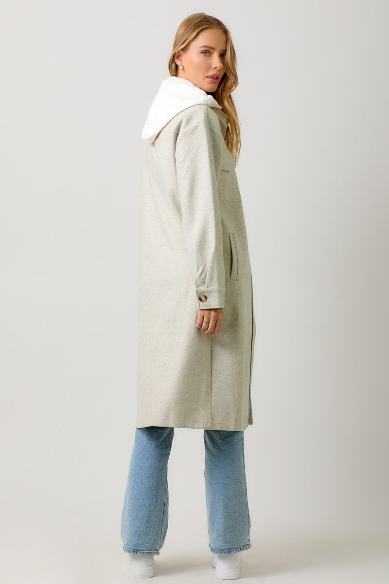 Twofer Hoodie Solid Coat