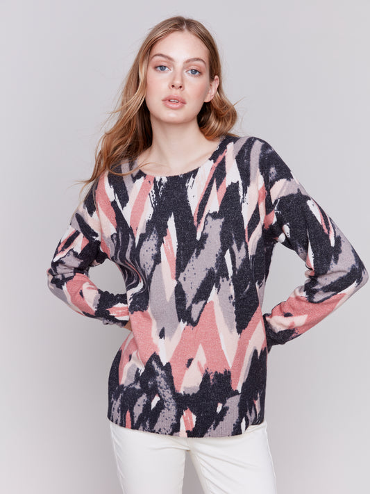 Reversible Printed Raglan Sleeve Sweater