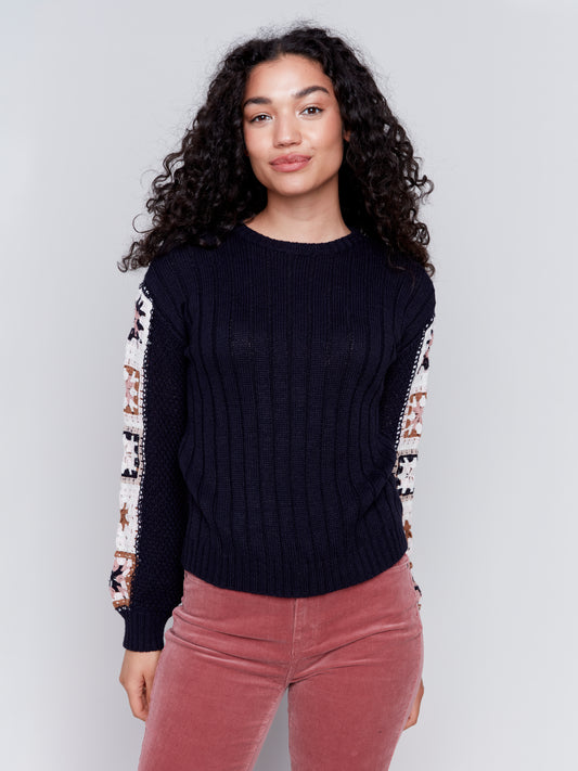 Sweater with Crochet Sleeves