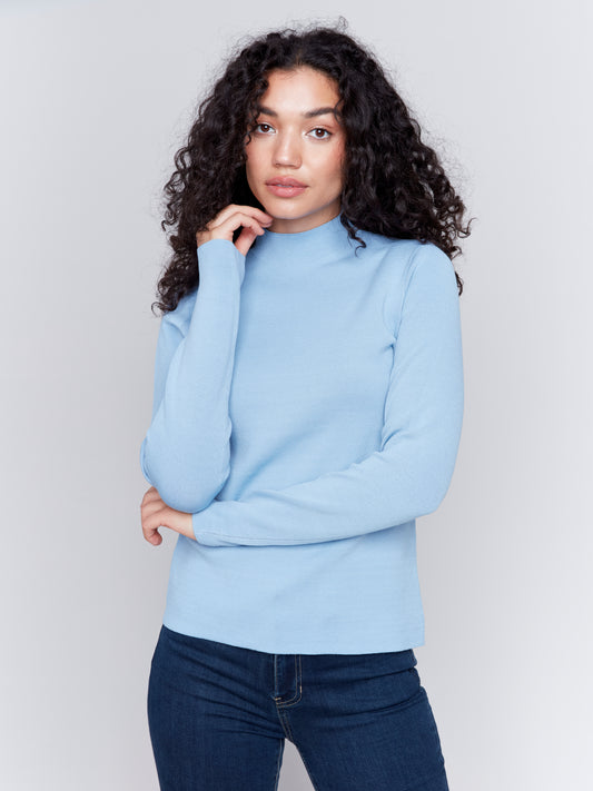 Reversible Jacquard Mock Neck Sweater