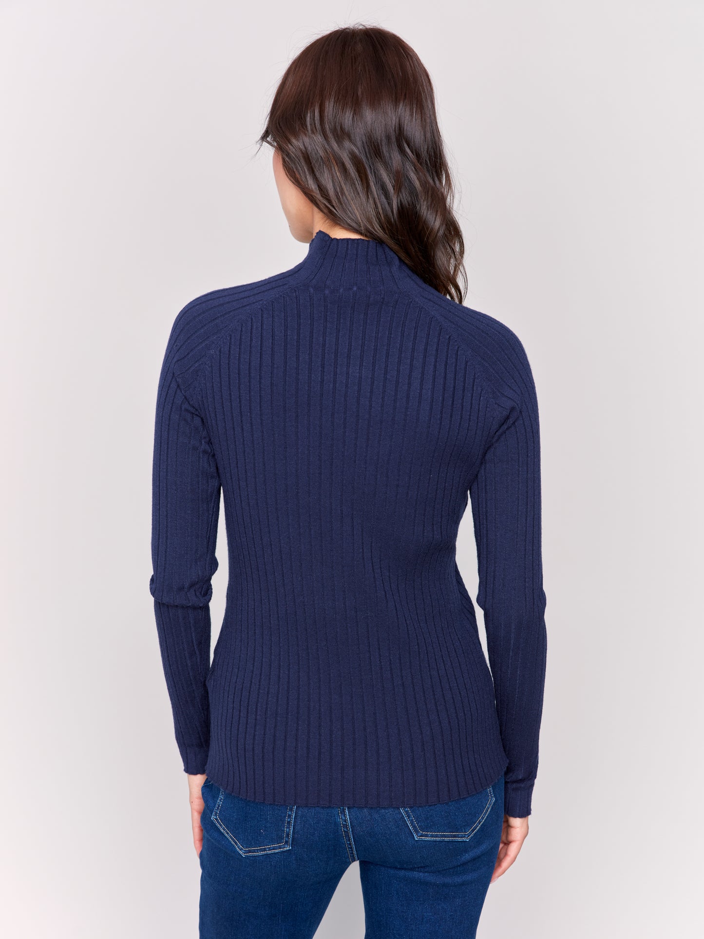 Ribbed Knit Mock Neck Sweater