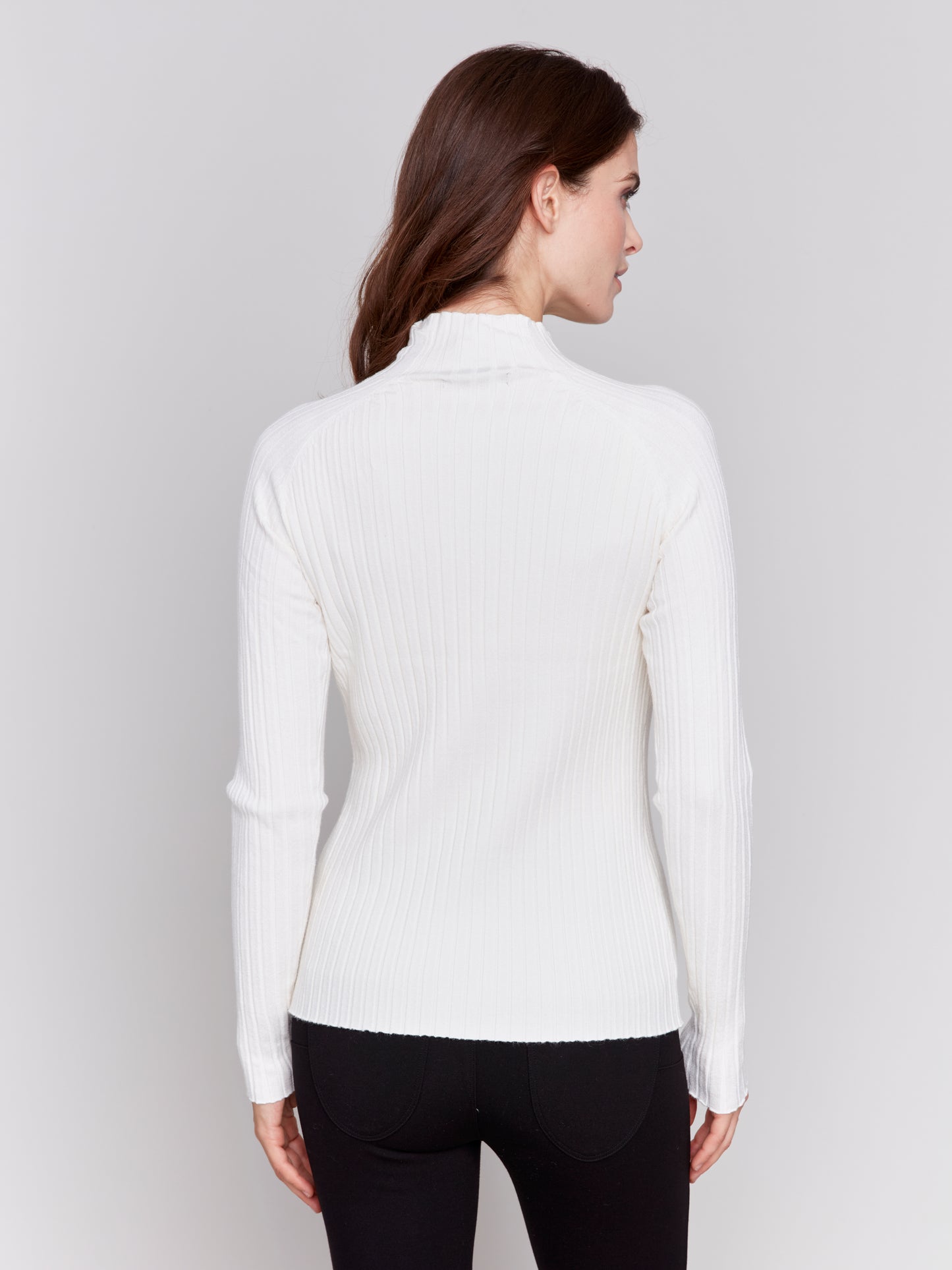 Ribbed Knit Mock Neck Sweater