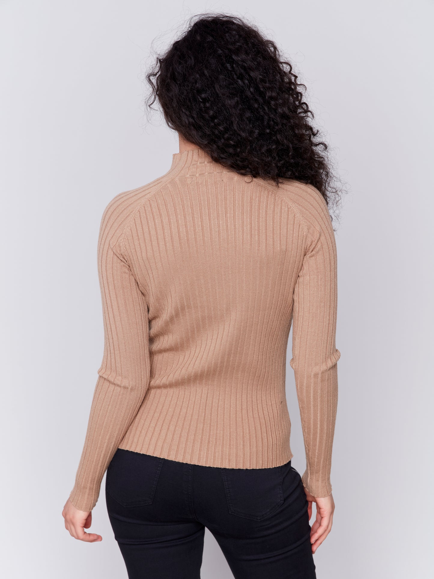 Ribbed Knit Mock Neck Sweater