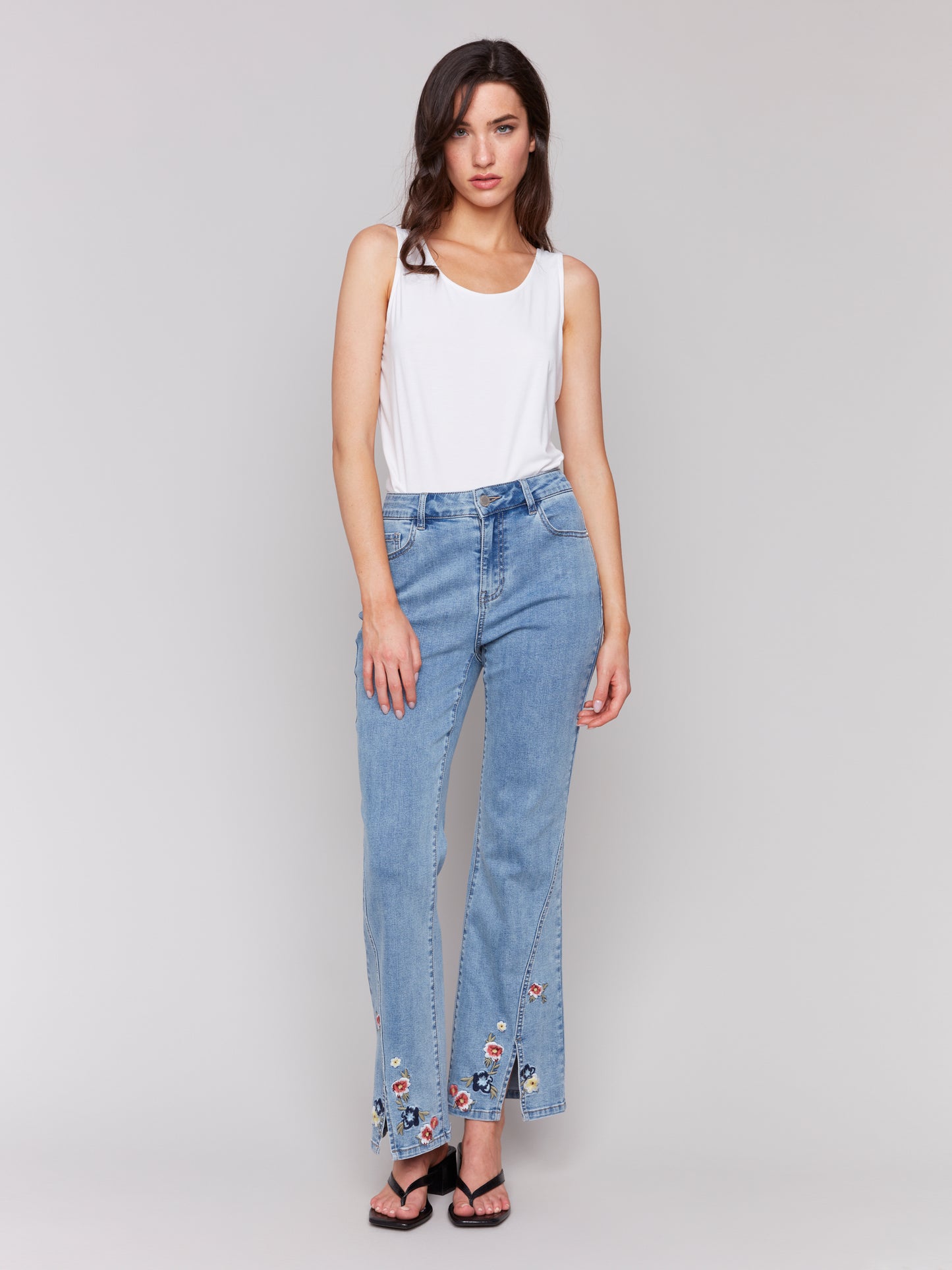 Floral Embroidered Bootcut Jeans