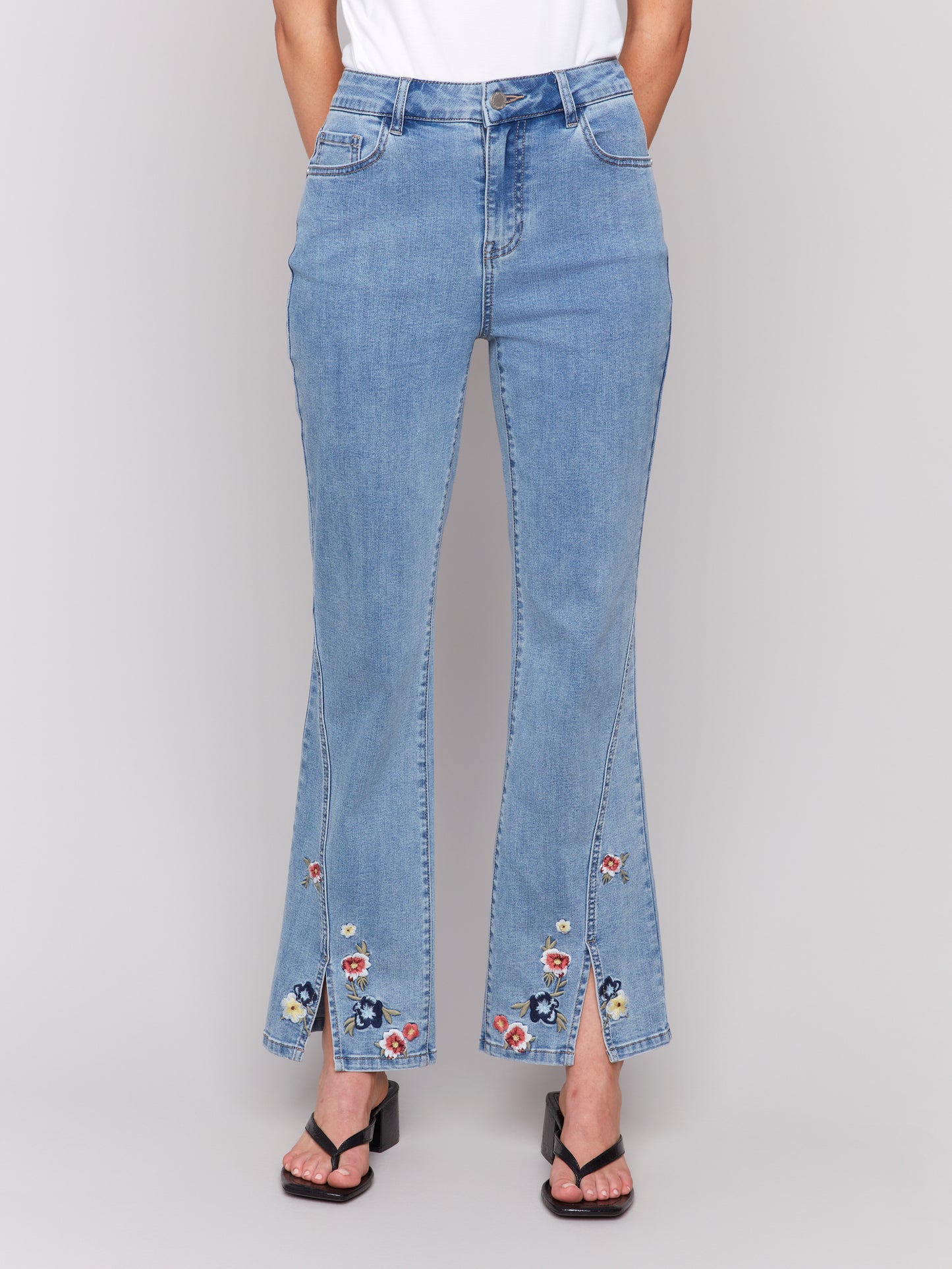 Floral Embroidered Bootcut Jeans