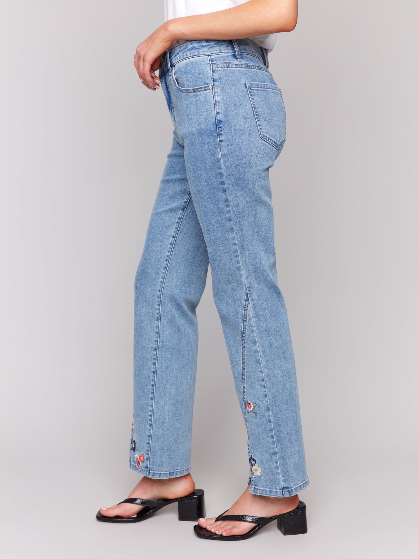 Floral Embroidered Bootcut Jeans