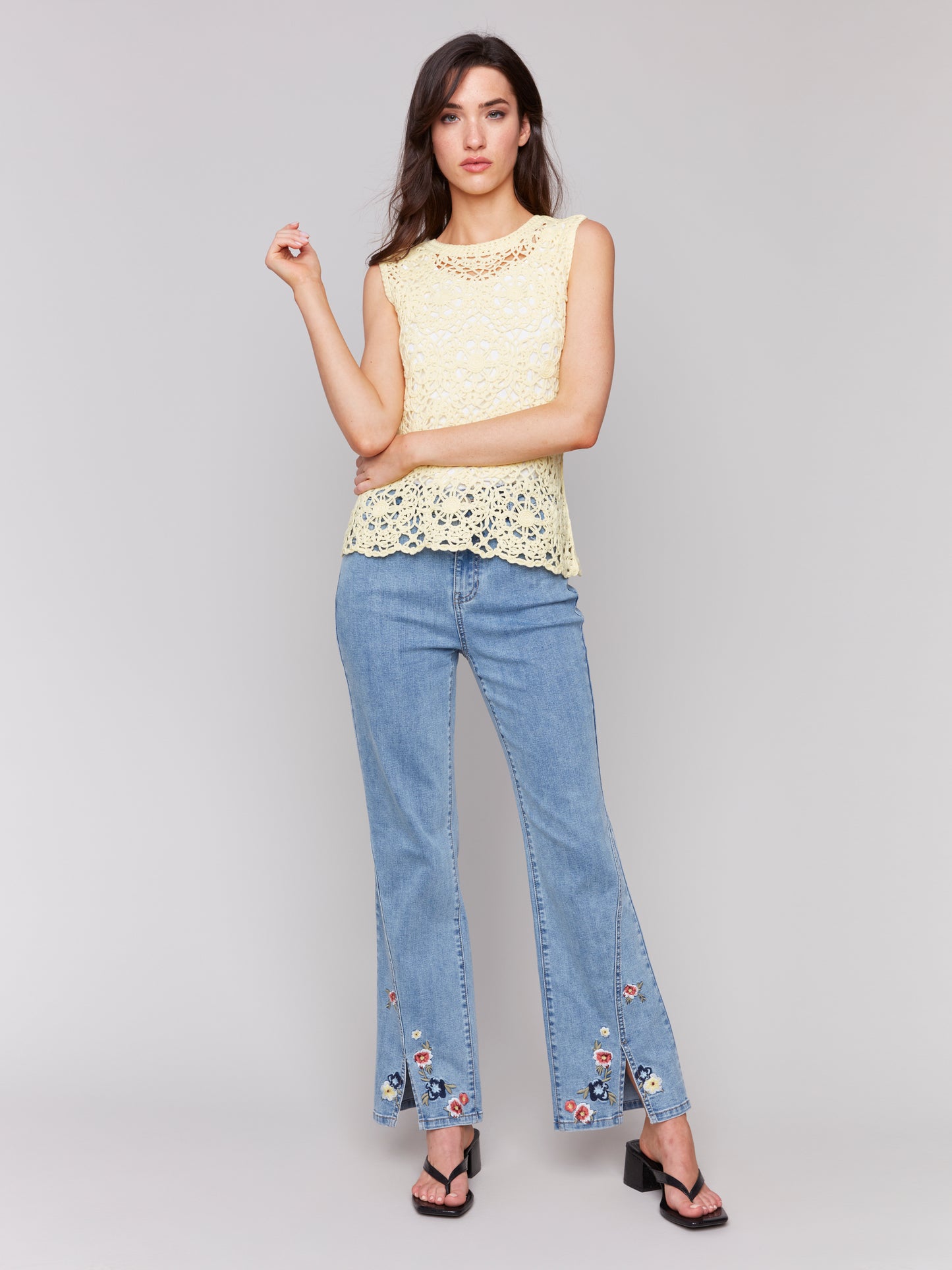 Floral Embroidered Bootcut Jeans