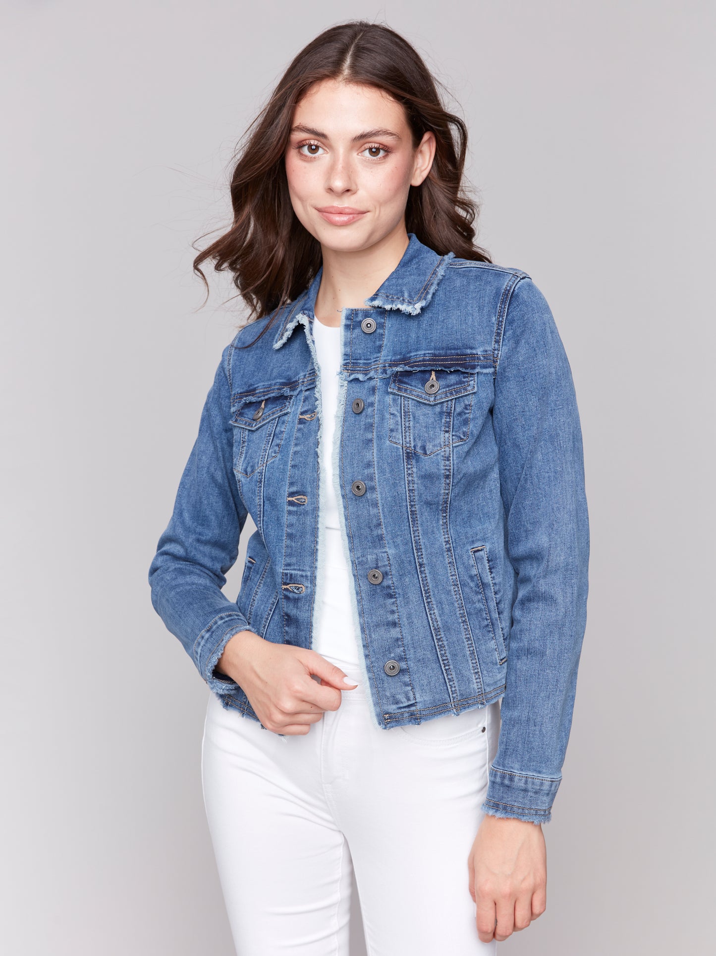 Jean Jacket with Frayed Edges