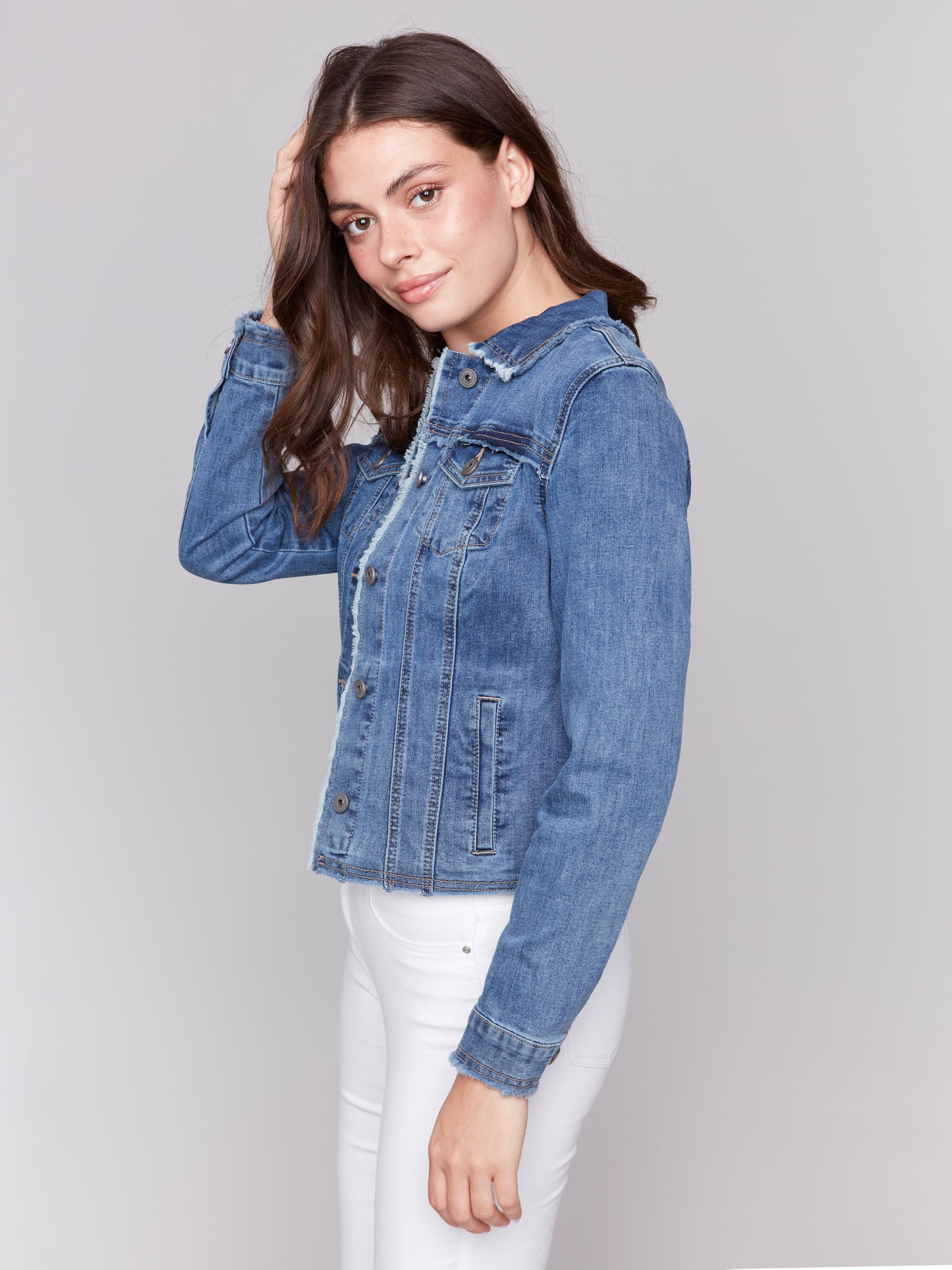 Jean Jacket with Frayed Edges