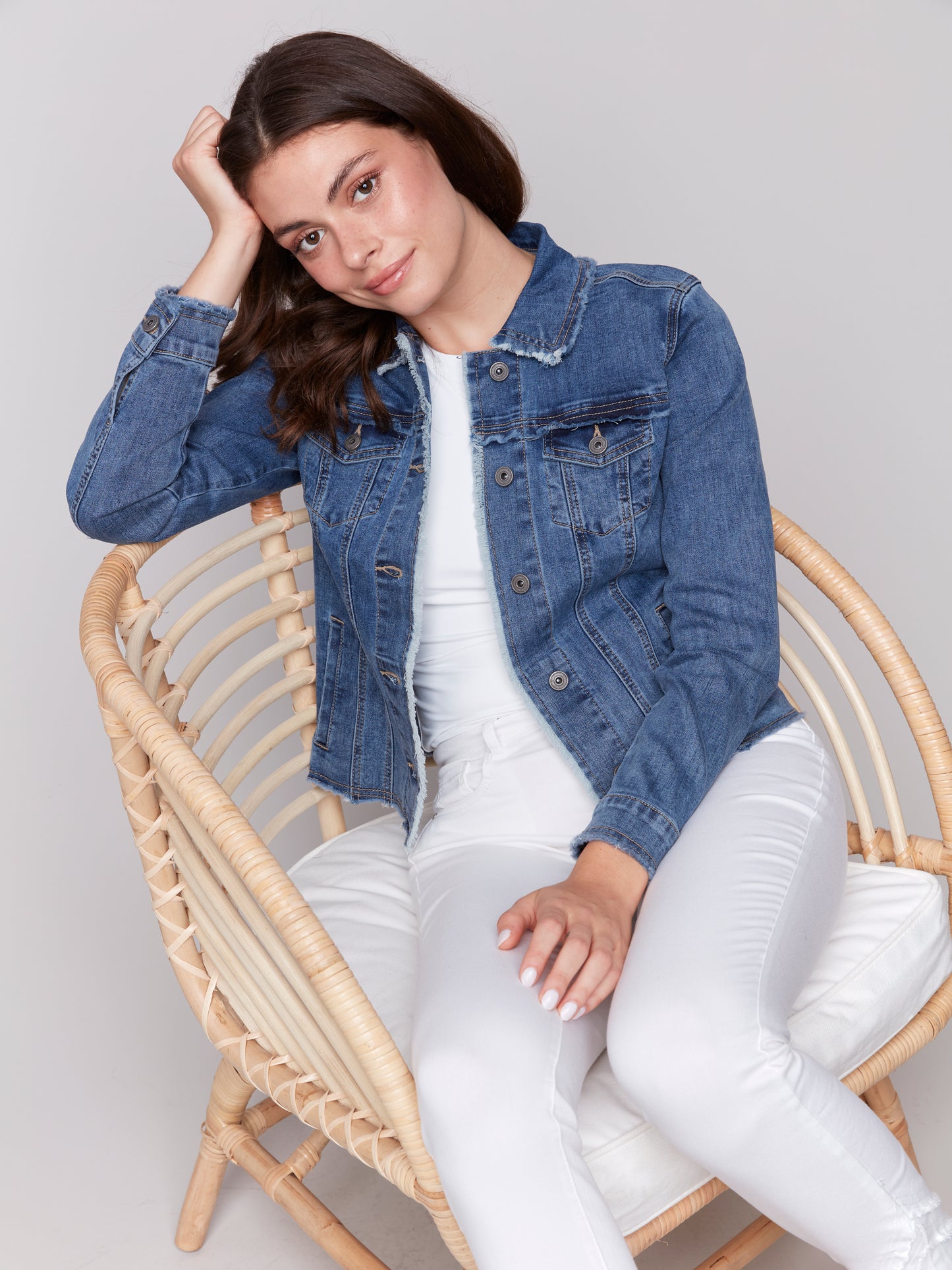 Jean Jacket with Frayed Edges