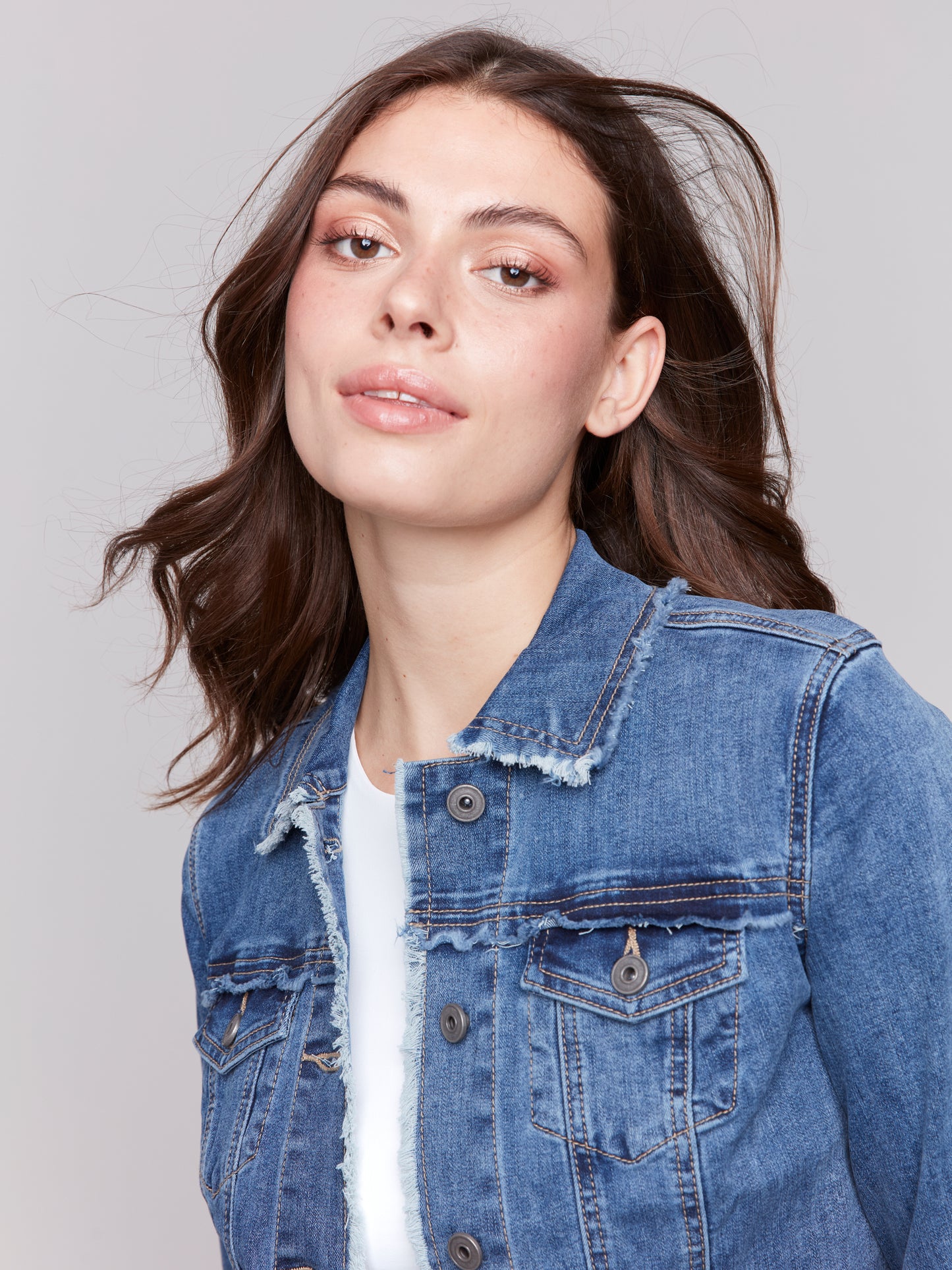 Jean Jacket with Frayed Edges