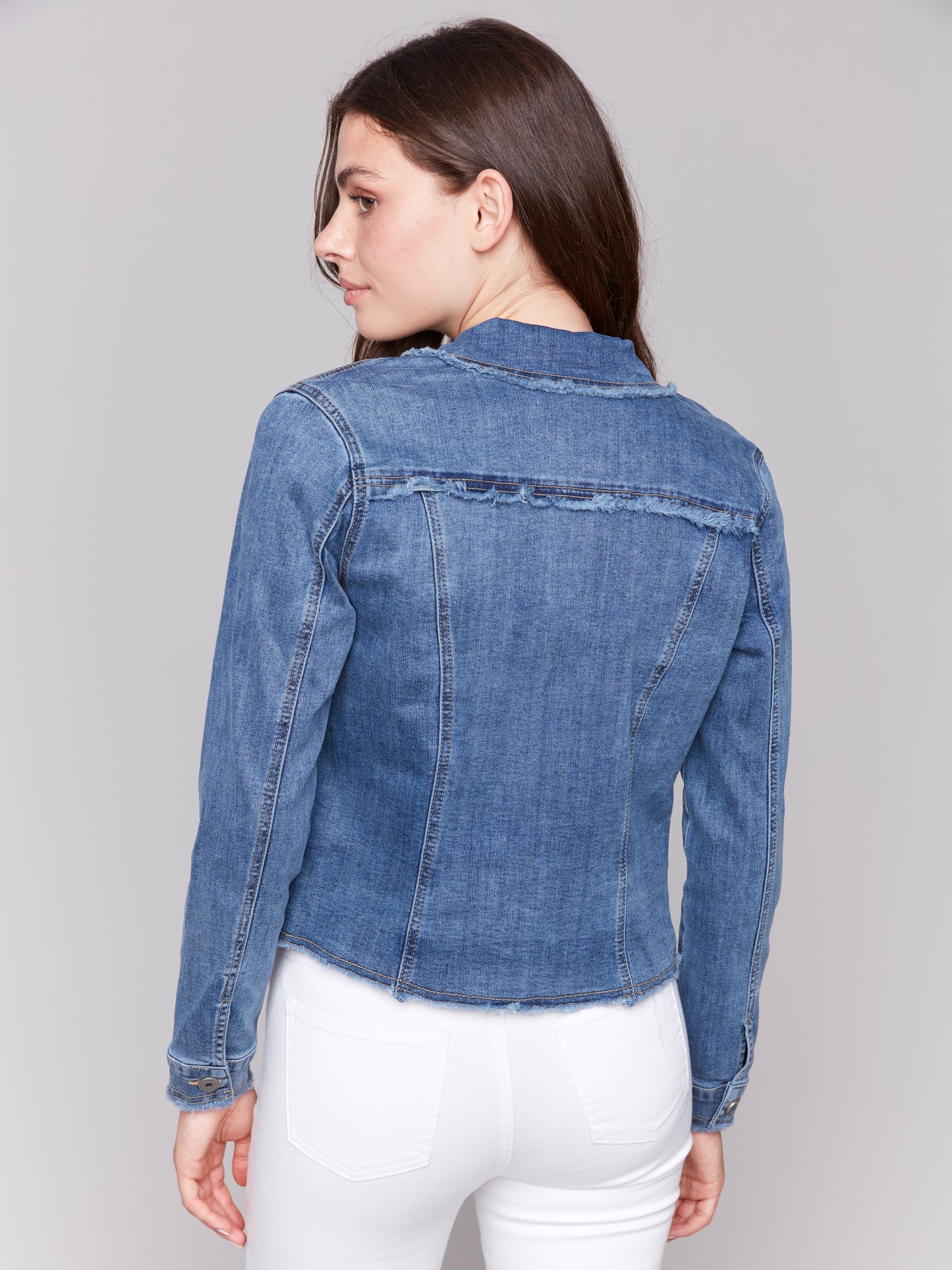 Jean Jacket with Frayed Edges