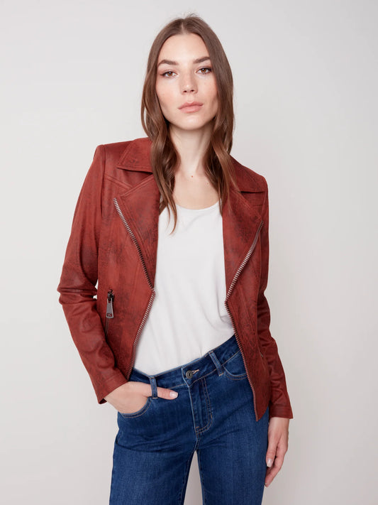 Faux Suede Moto Jacket