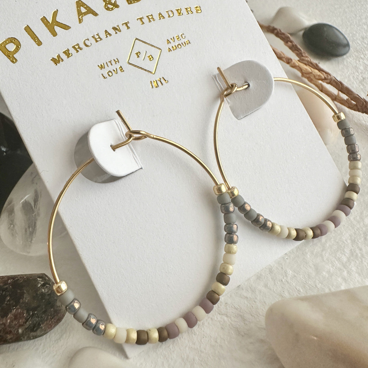 Memphré Bead Hoop Earrings In Canoe Lake