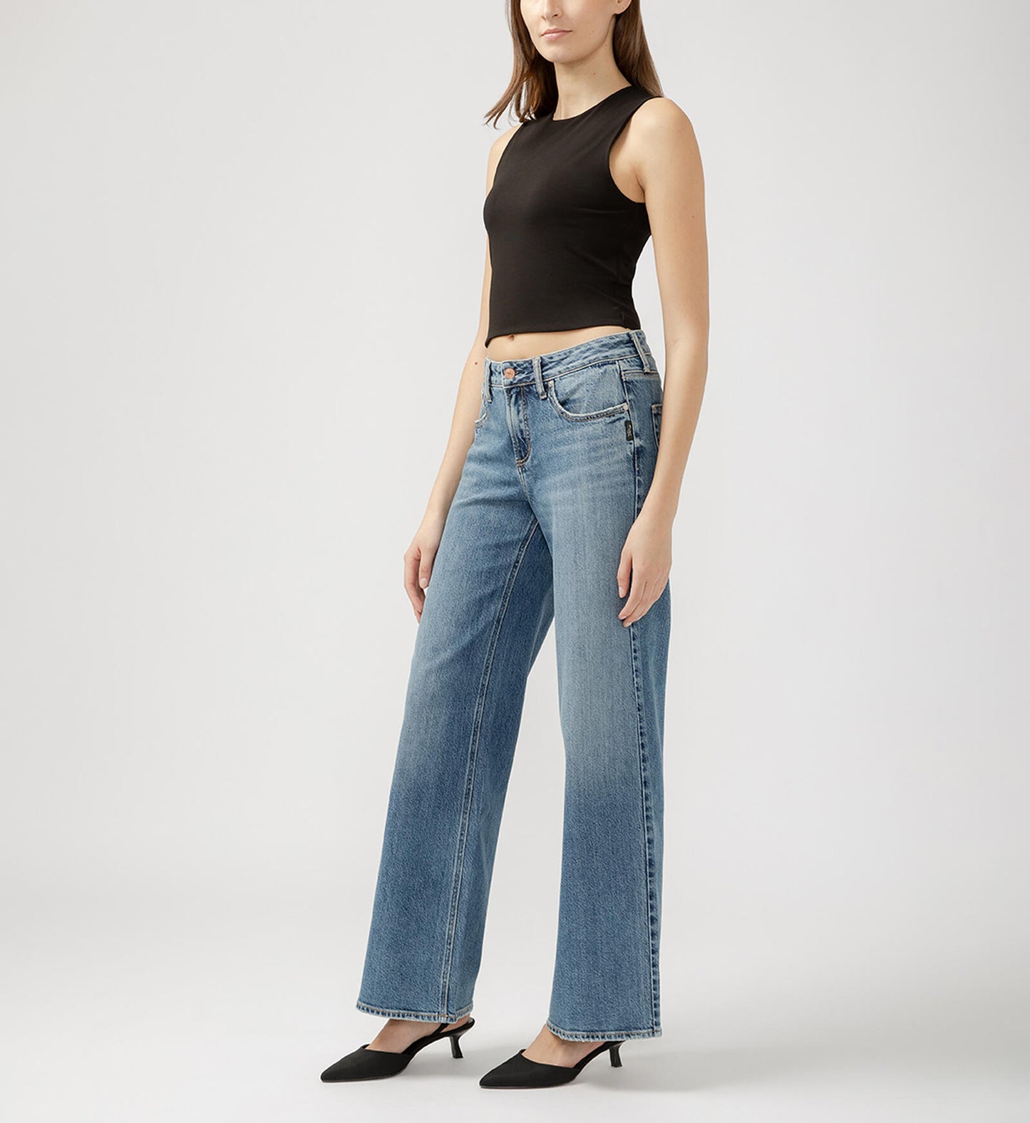 Suki Mid Rise Wide Leg Jeans