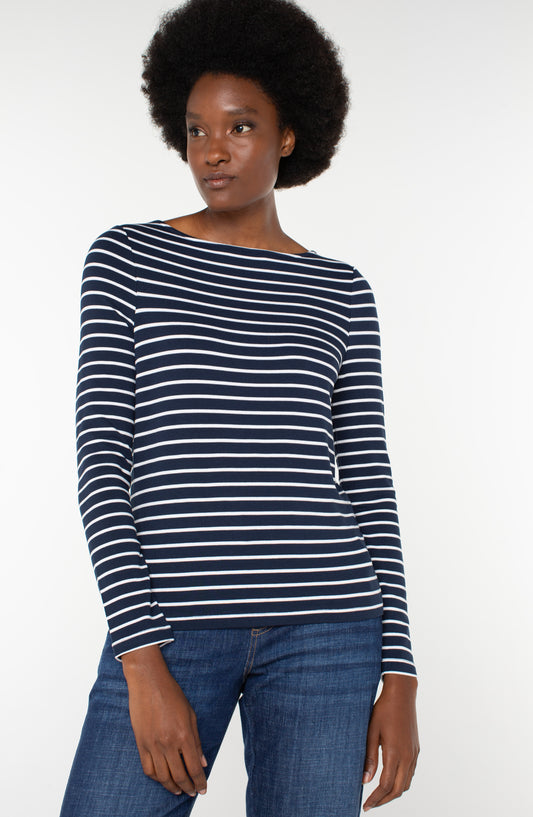 Long Sleeve Boatneck Knit Top