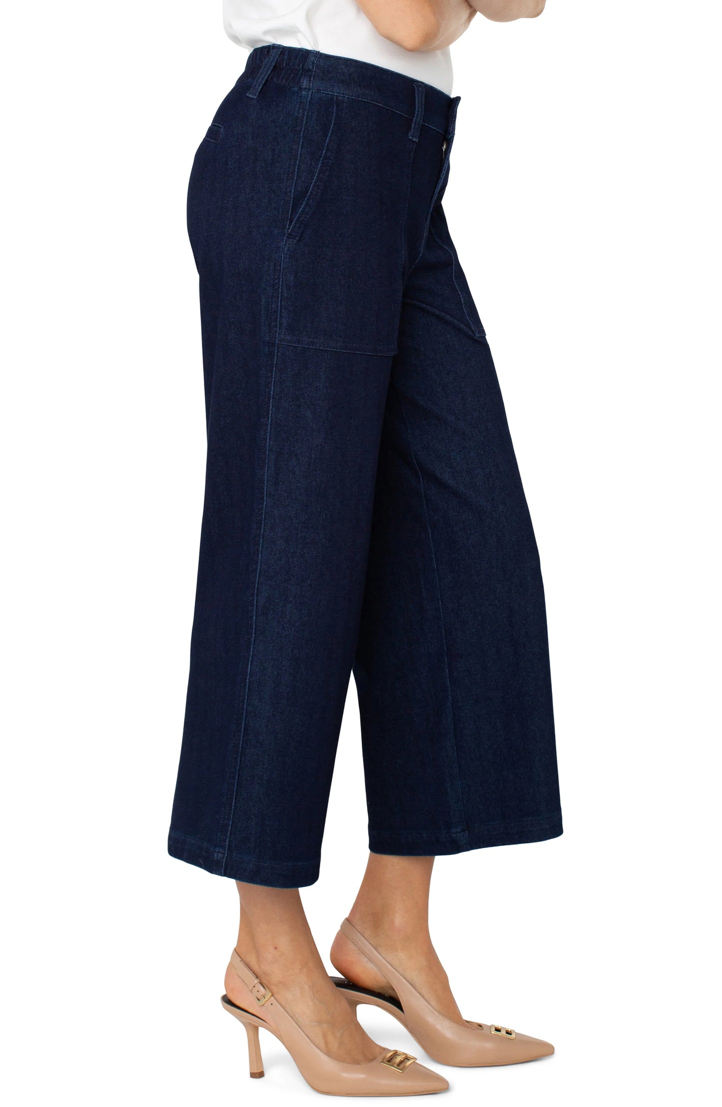 Wide Leg Denim Cargo Crop