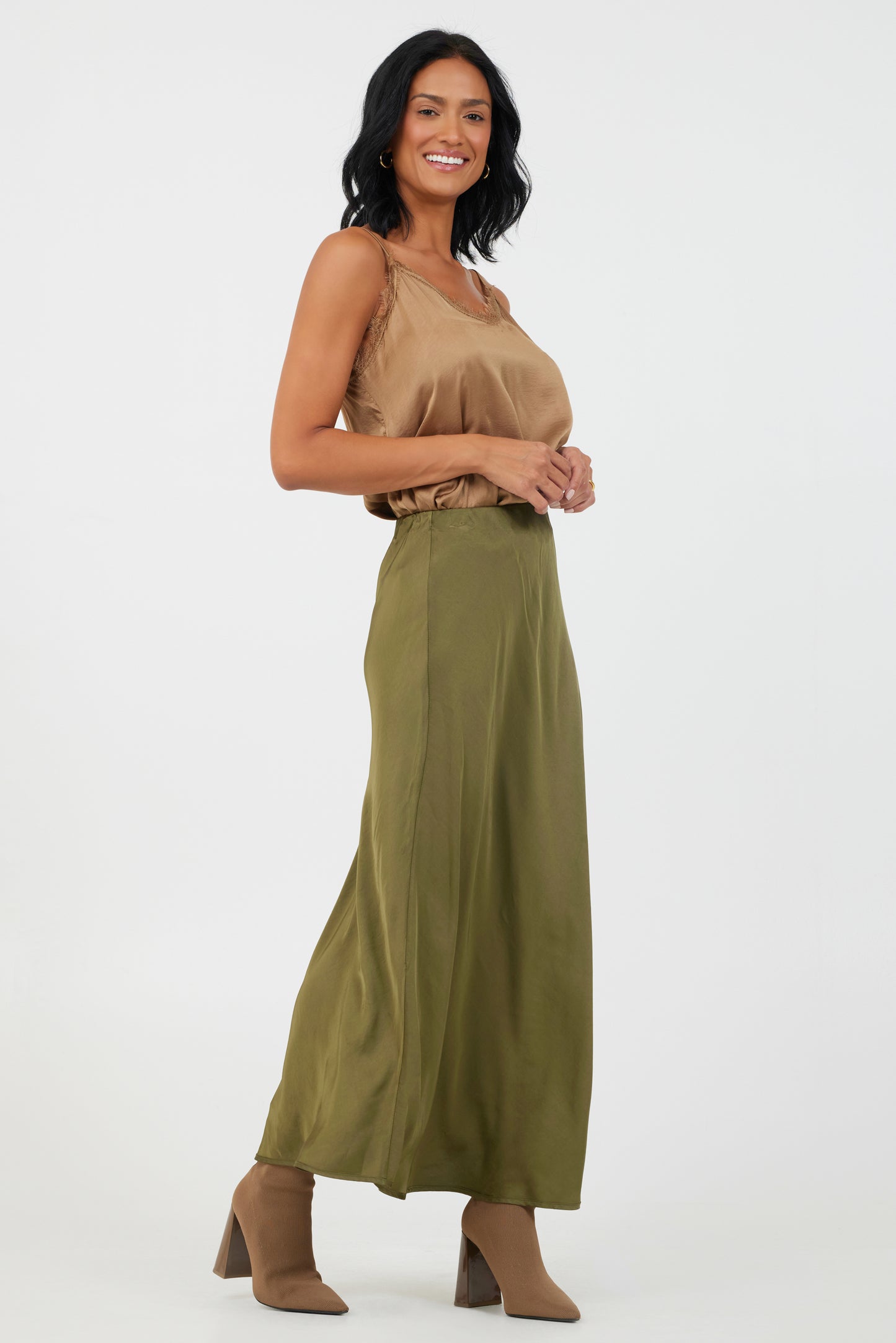 Rochella Satin Bias Cut Maxi Skirt