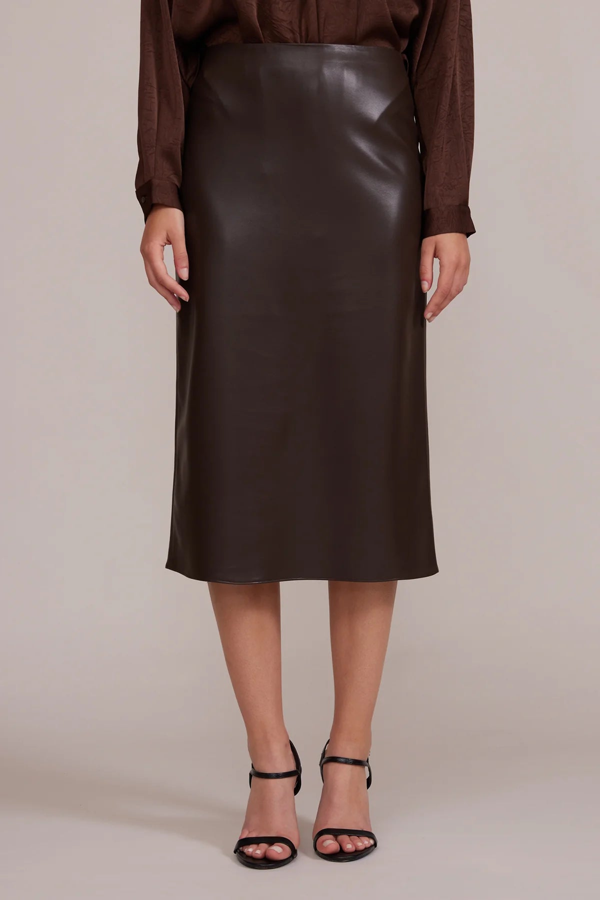 Ello Faux Leather Midi Skirt