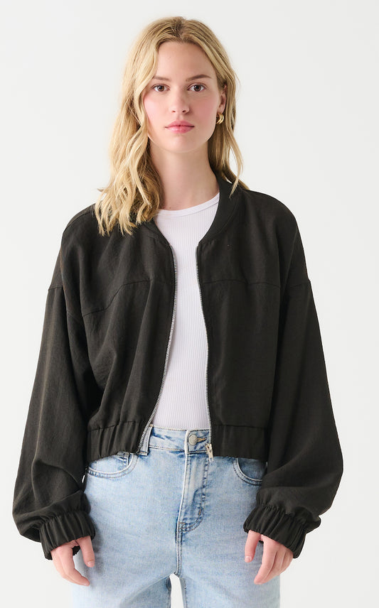 Linen Blend Bomber Jacket