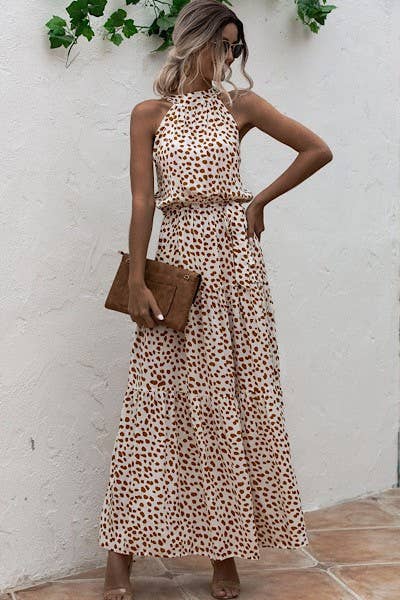 Printed Halter Maxi Dress