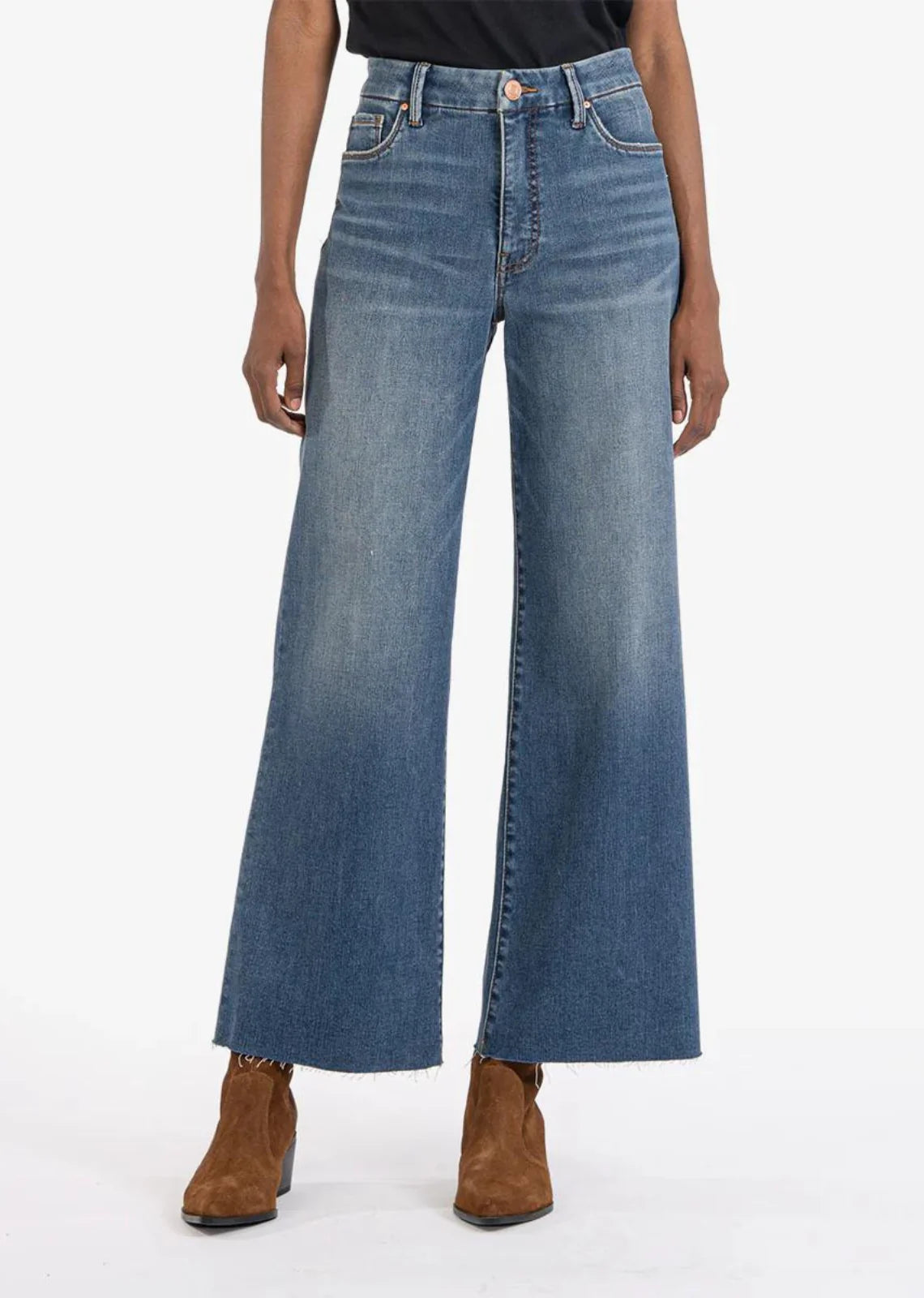 Meg High Rise Wide Leg Raw Hem Jeans