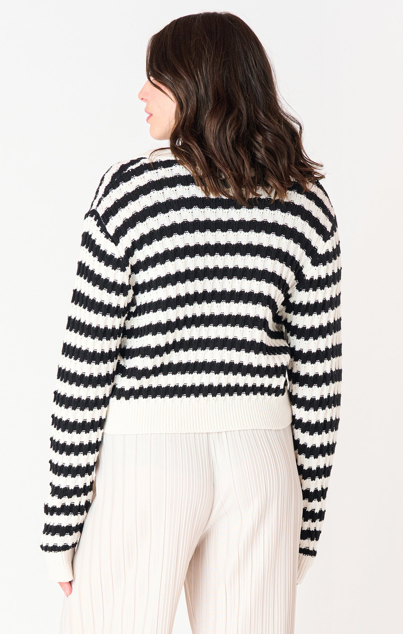 Long Sleeve Textured Striped Cardigan