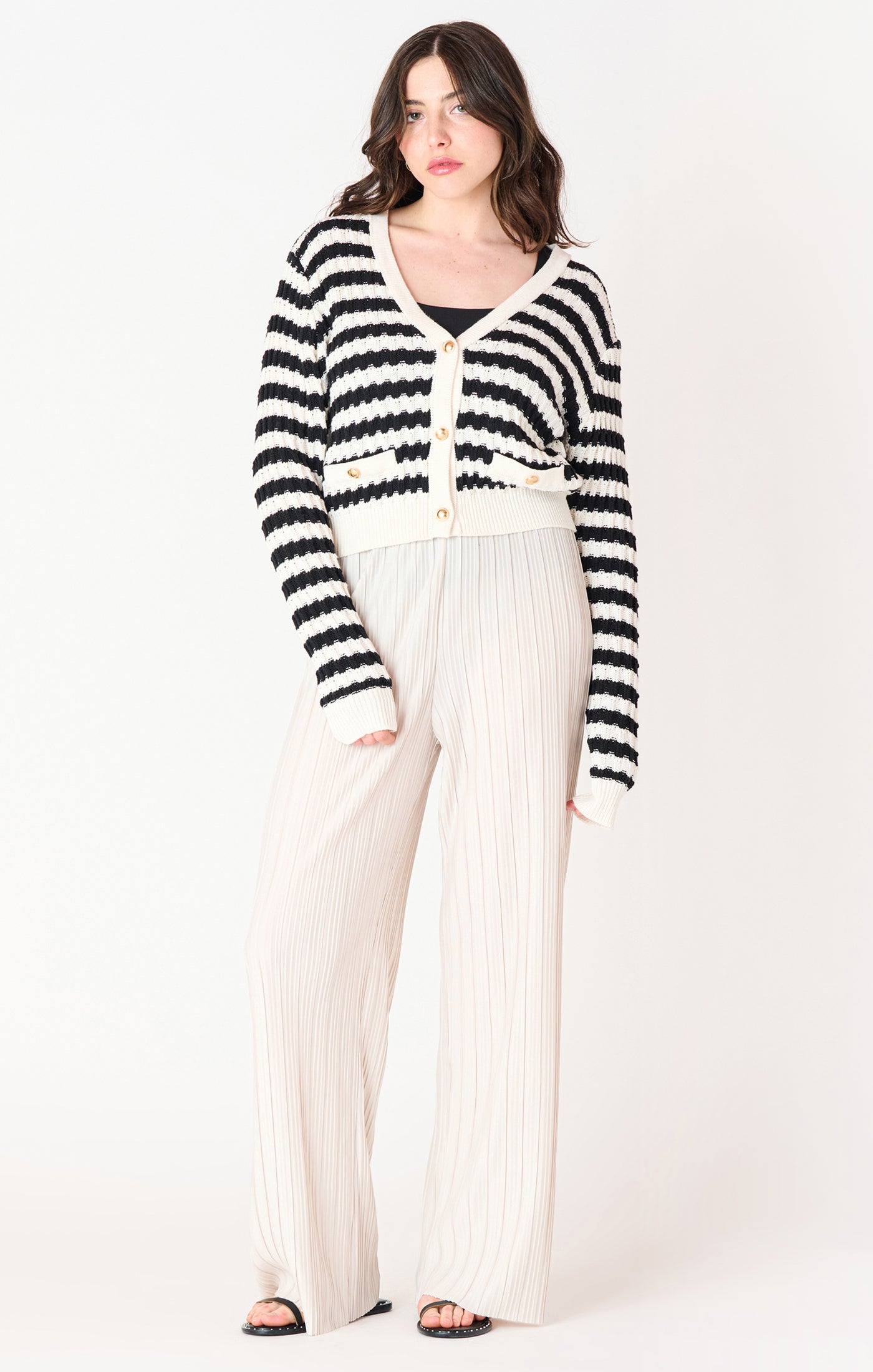 Long Sleeve Textured Striped Cardigan