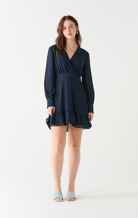 Ruffle Hem Wrap Dress