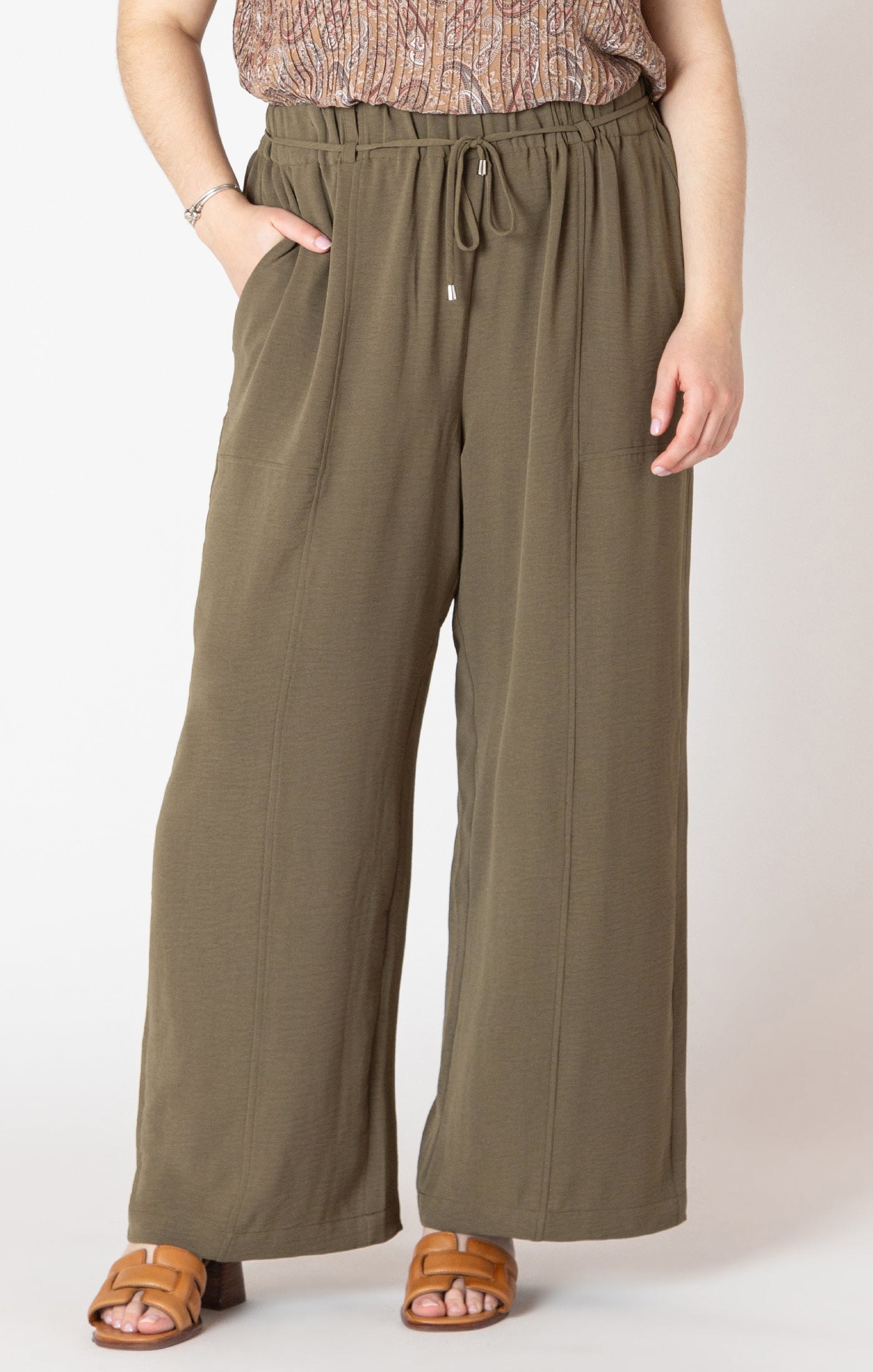 Belted Wide Leg Flowy Pant