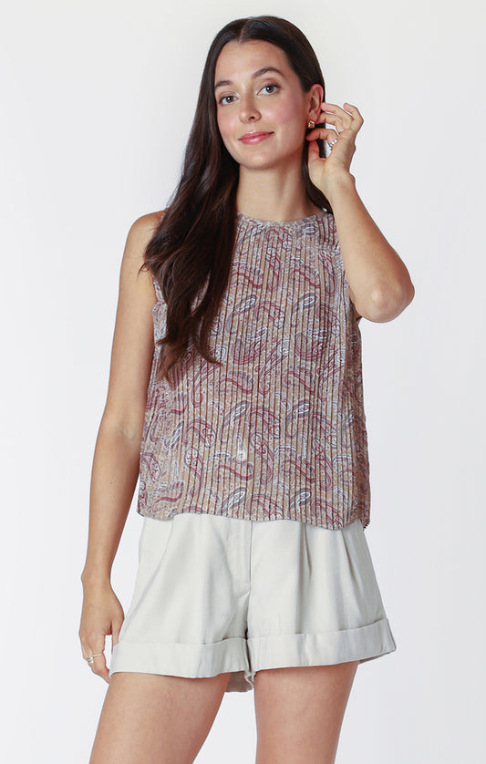 Sleeveless Pleated Top