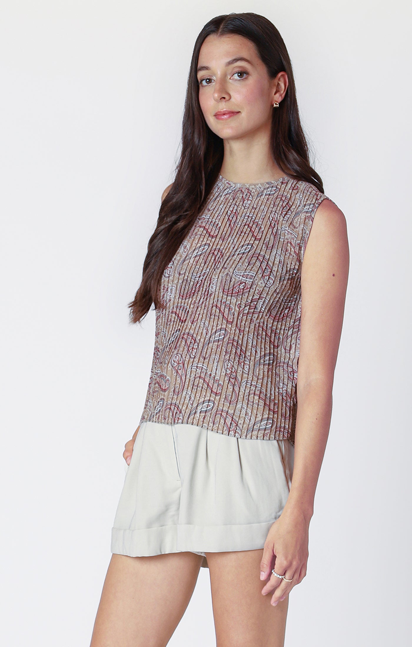 Sleeveless Pleated Top