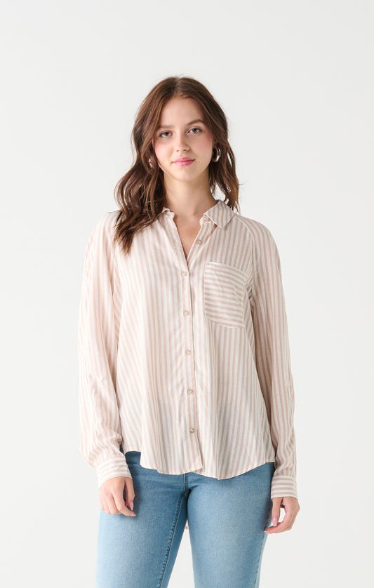 Pinstriped Button Up Blouse