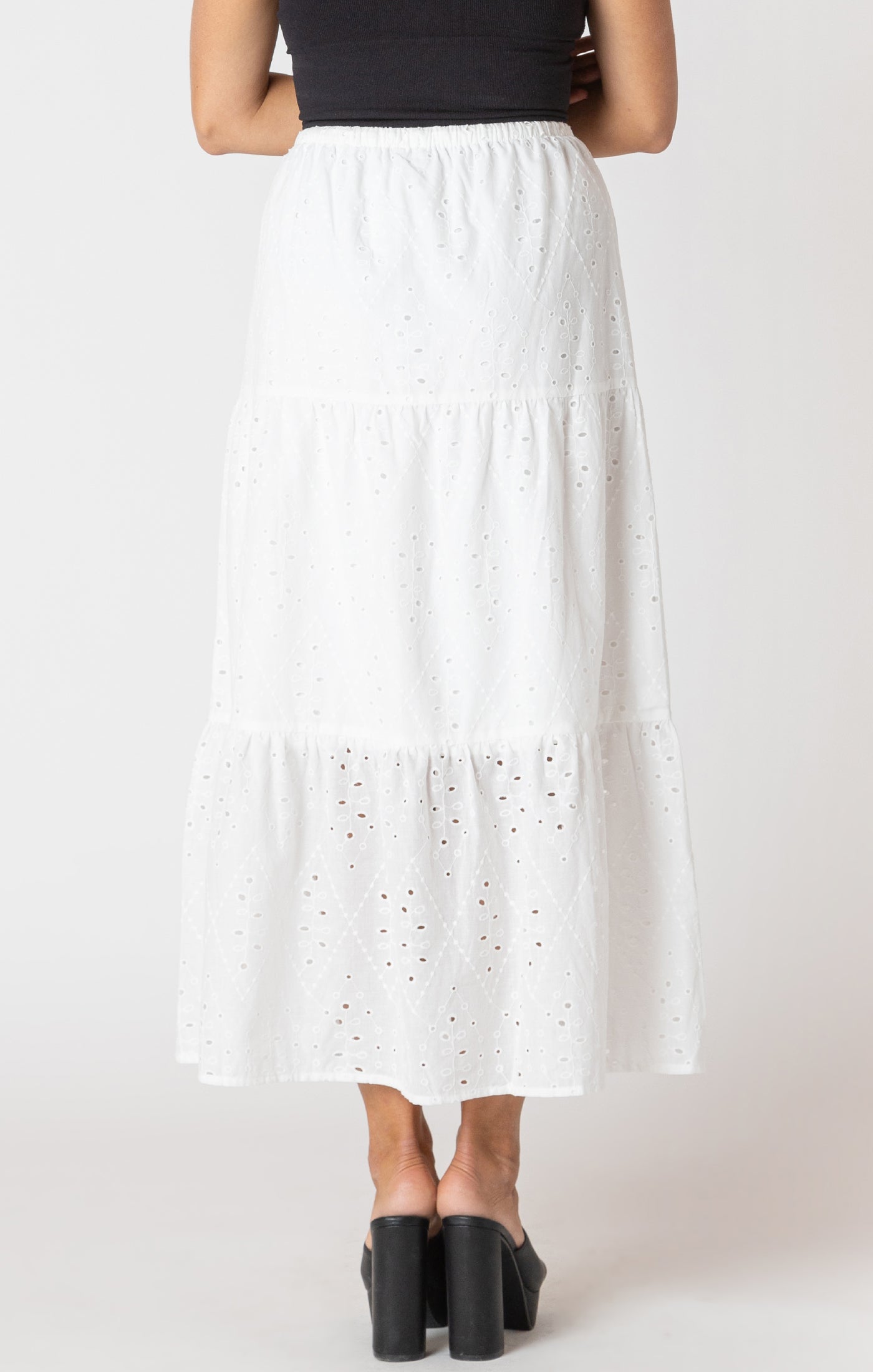 Embroidered Eyelet Maxi Skirt