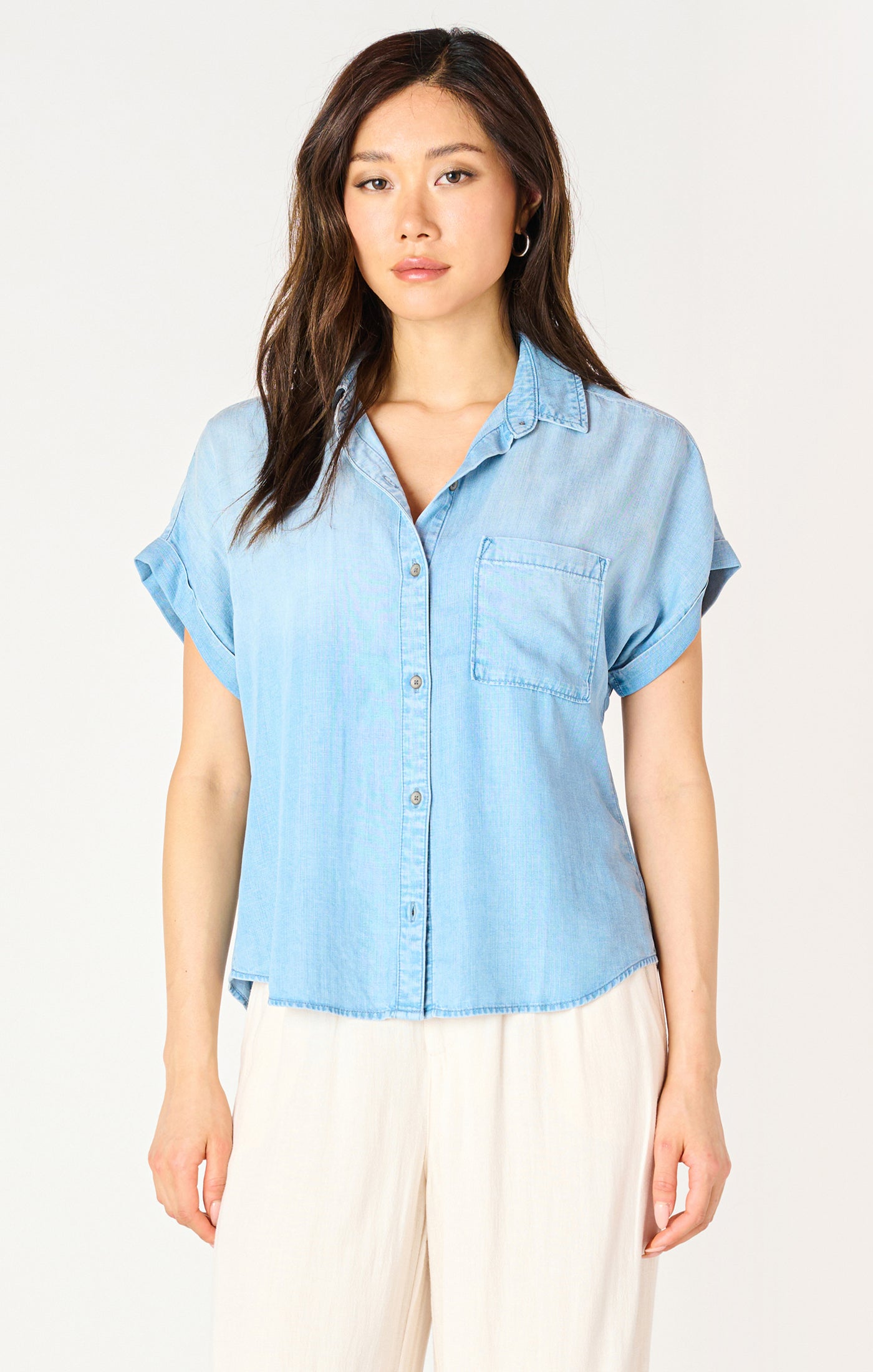 Short Sleeve Button Down Blouse