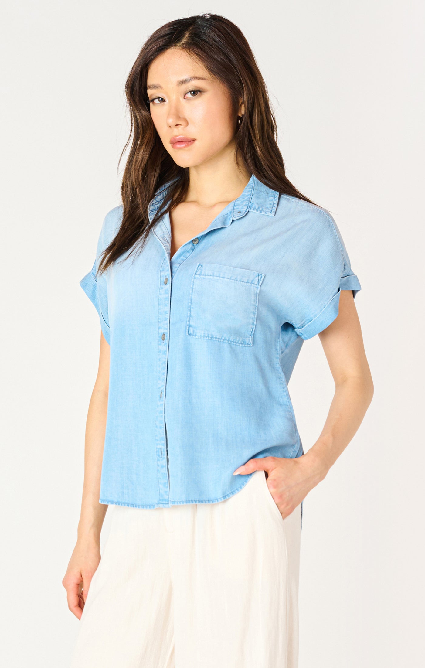 Short Sleeve Button Down Blouse